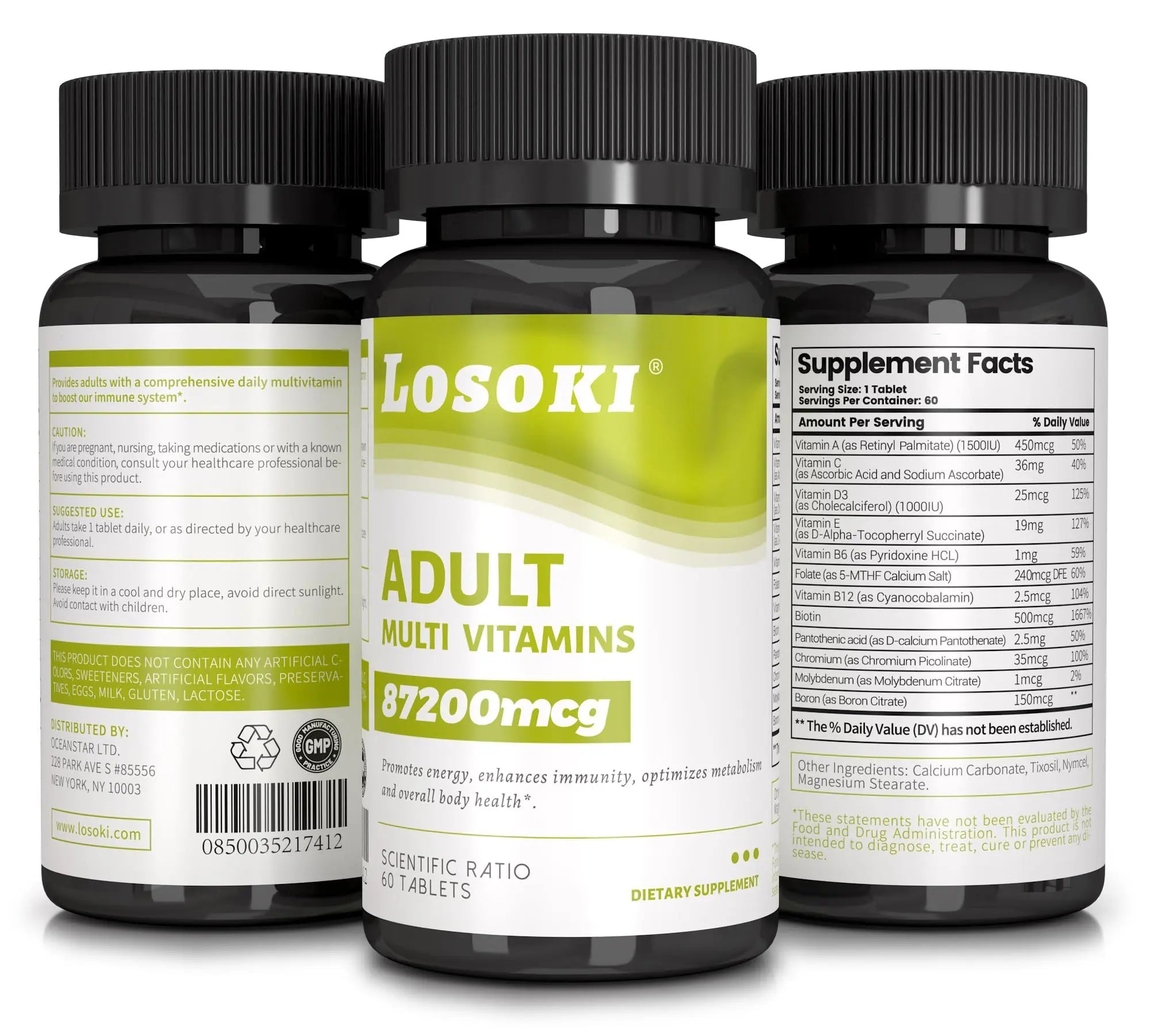 Losoki Adult Multi Vitamins - Comprehensive Daily Multivitamin Supplement for Men and Women - 60 Tablets for Enhanced Energy Losoki buy supplements canada