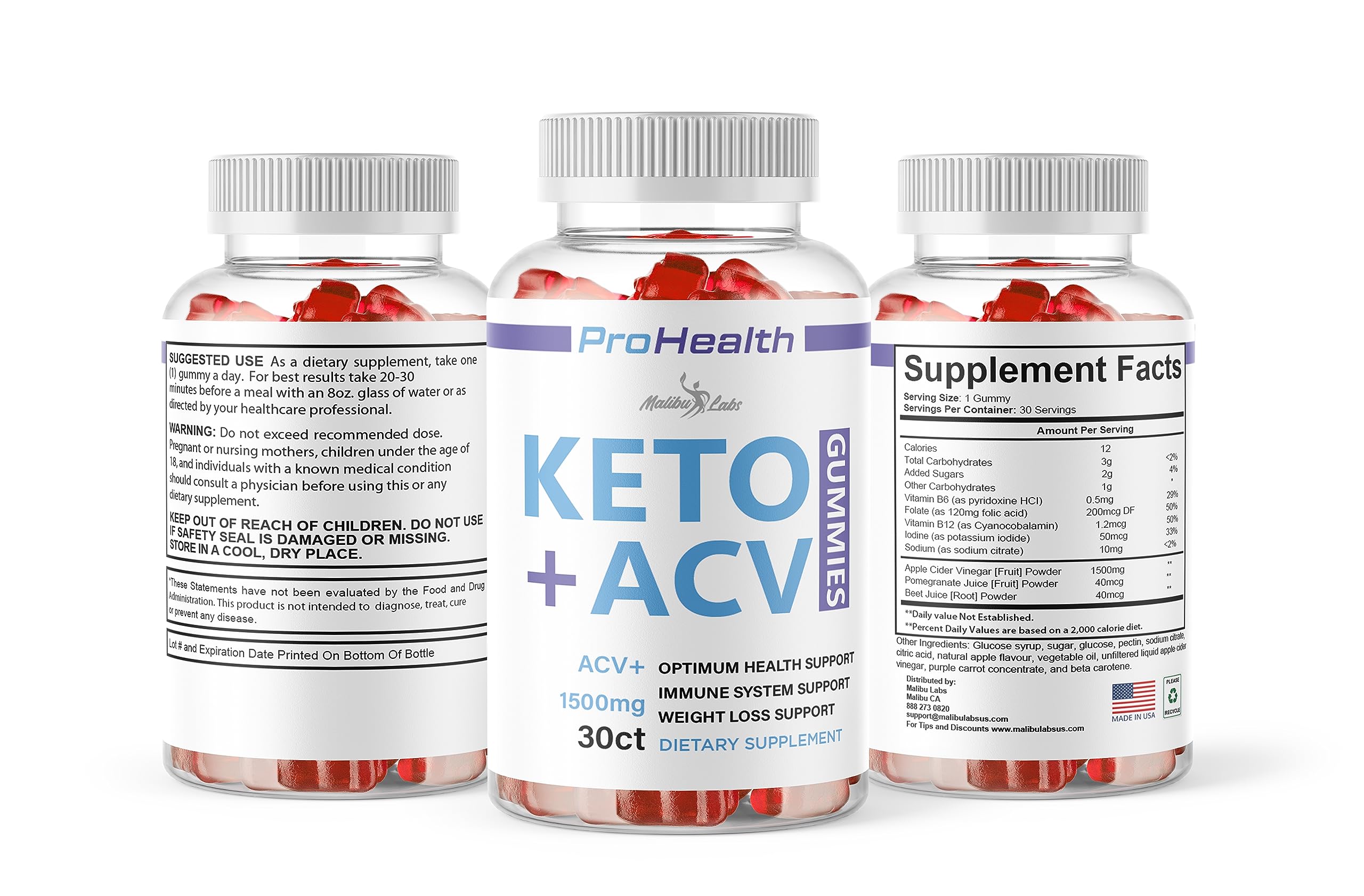 prohealth Keto acv Gummies - 1500mg Once a Day Keto, Strong Time Released Advanced Malibu Labs buy supplements canada