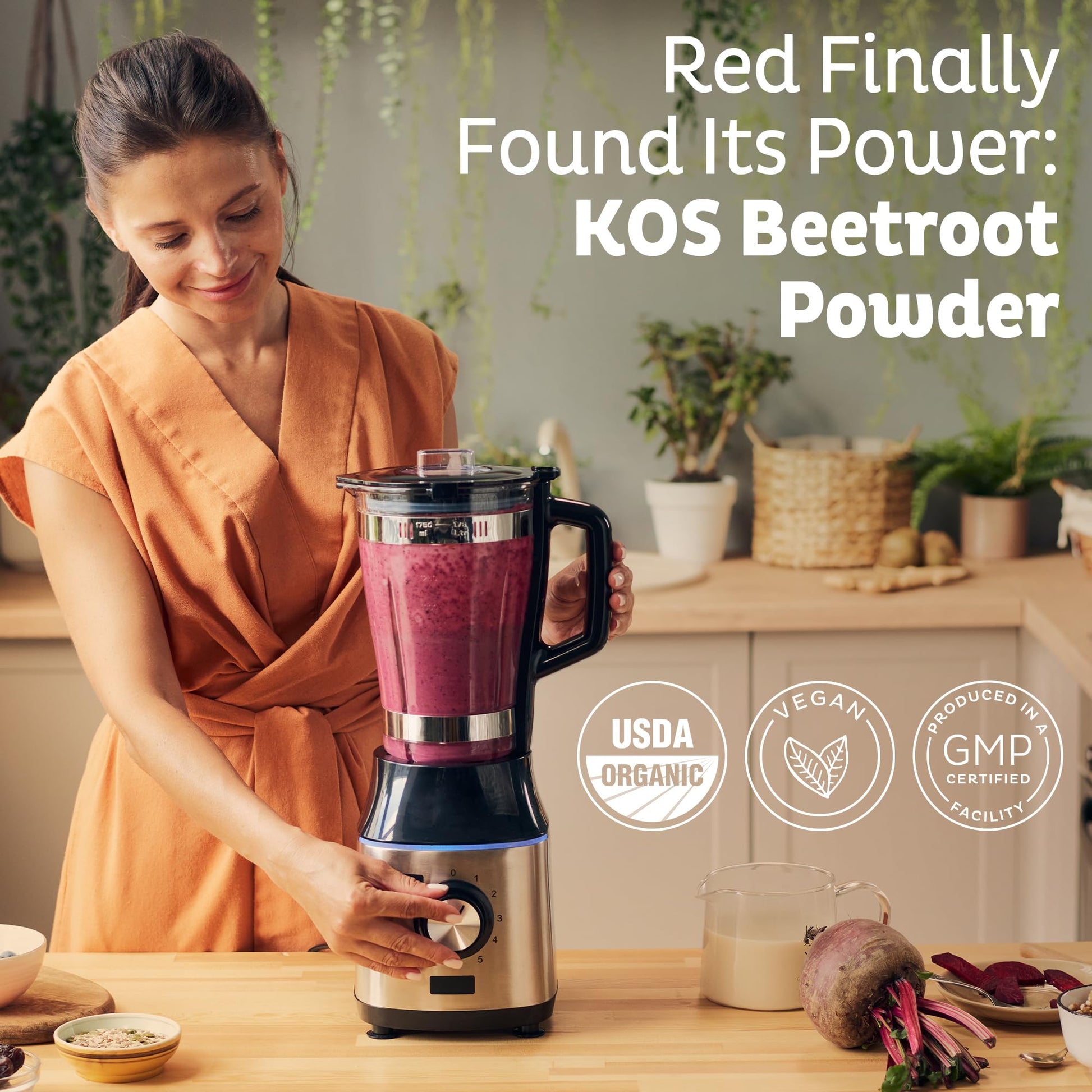 KOS Organic Beet Root Powder, USDA Organic - Natural Nitric Oxide Booster, Superfood Plant Based Beetroot Antioxidant, Supports Active Lifestyle & Healthy Circulation, KOS buy supplements canada