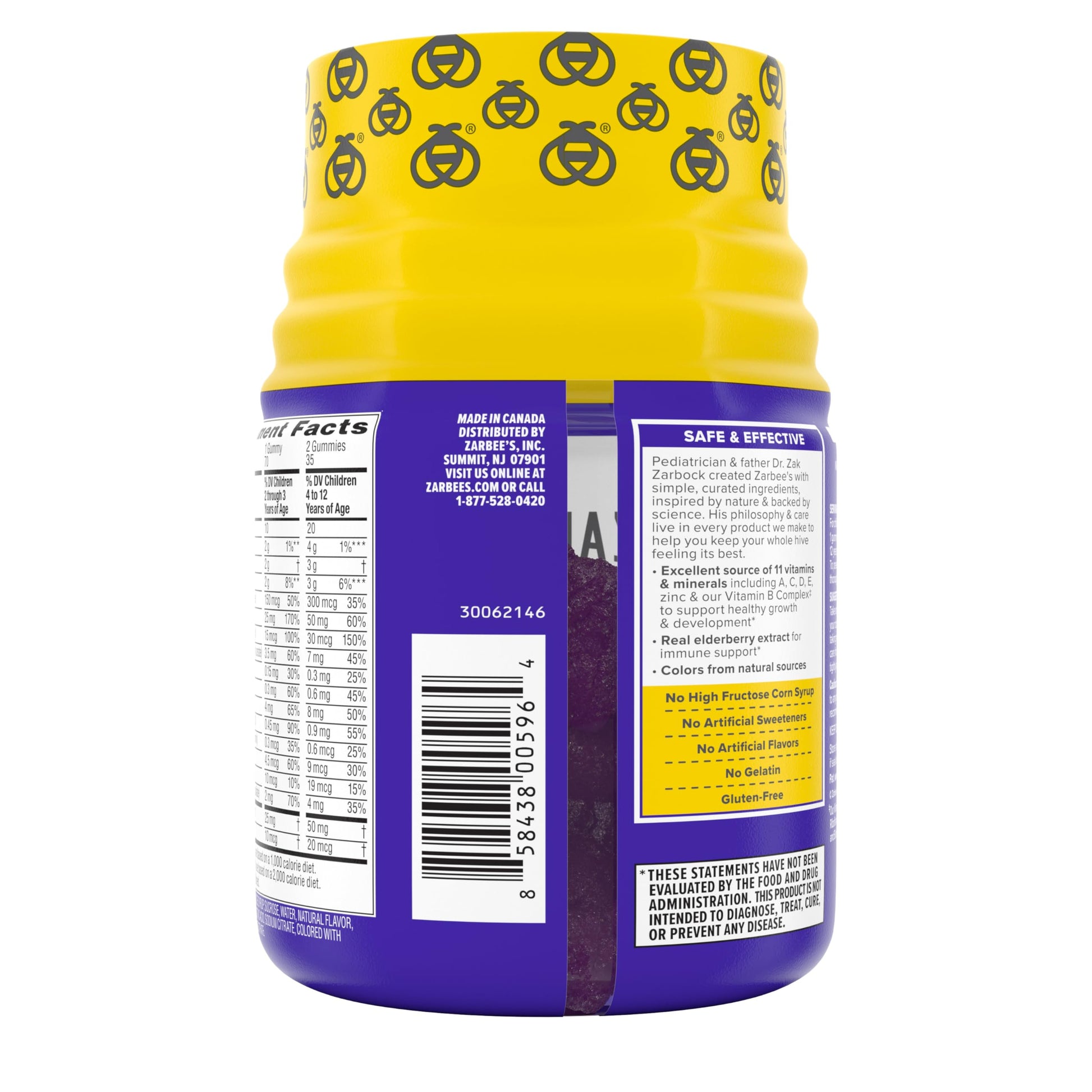 Zarbee’s Complete Kids Multivitamin Gummies + Immune Support, Berry Flavor, Honey-Sweetened, Gluten-Free & Gelatin-Free, Vitamins A, C, D3, E, B6, B12, Zarbee's buy supplements canada