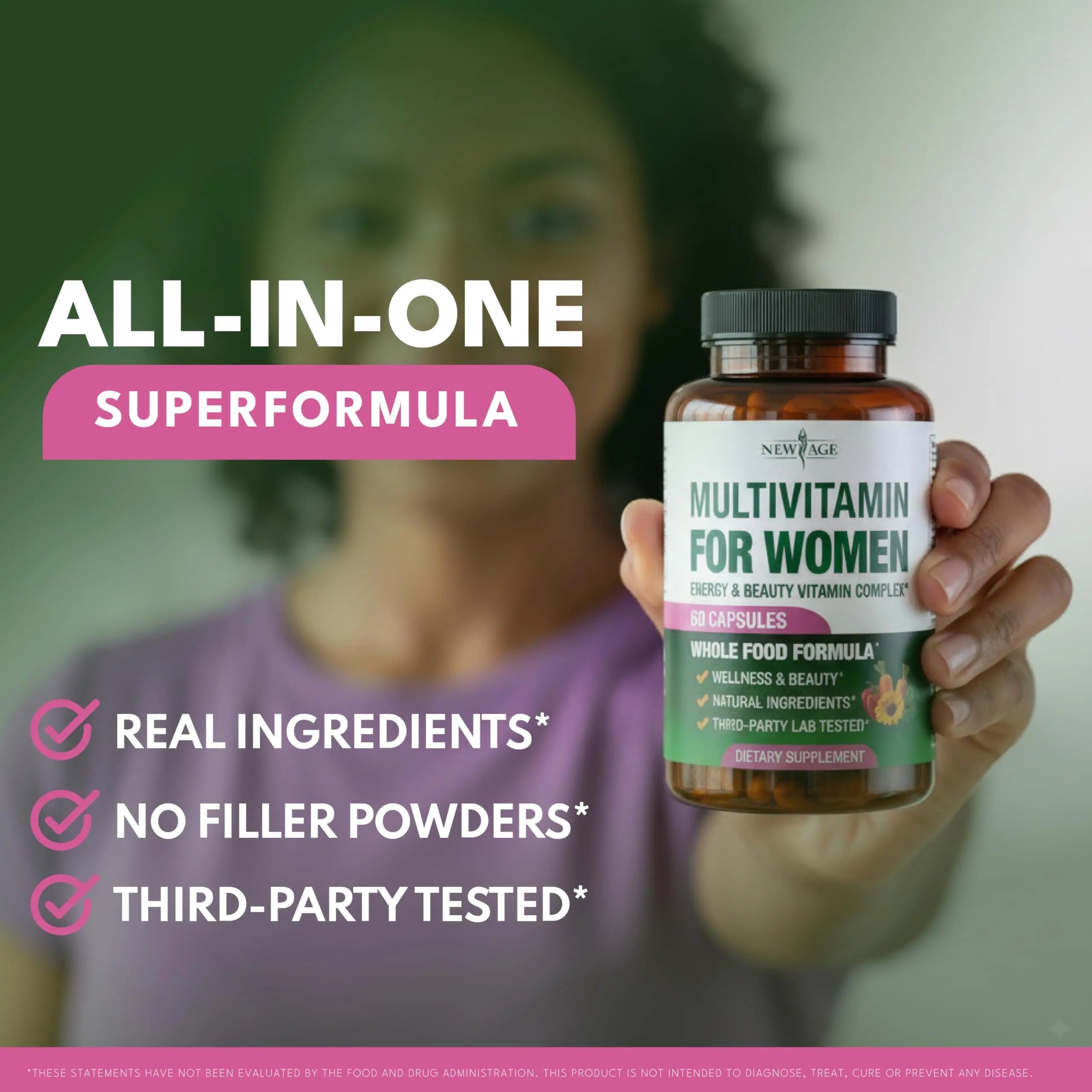 NEW AGE Multivitamin for Women - B-Complex, Whole Foods, Hair Support, Iron - All in1 Womens Multivitamin NEW AGE buy supplements canada