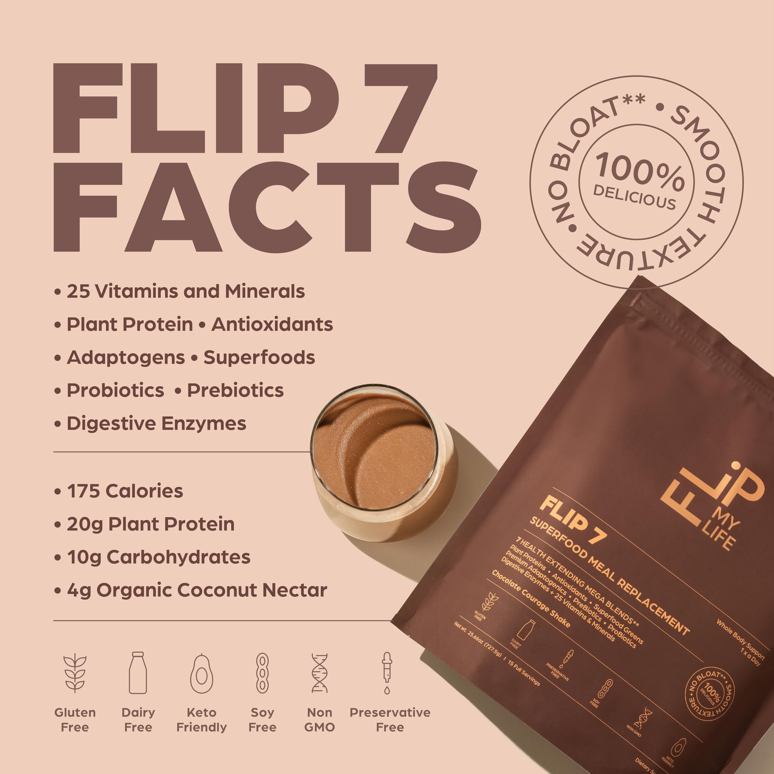 Flip My Life, Flip 7 Natural SuperFood, Plant-Based Protein, Complete Meal Replacement to Support Healthy Gut, 7 Mega Nutrient Rich Blends Flip My Life buy supplements canada