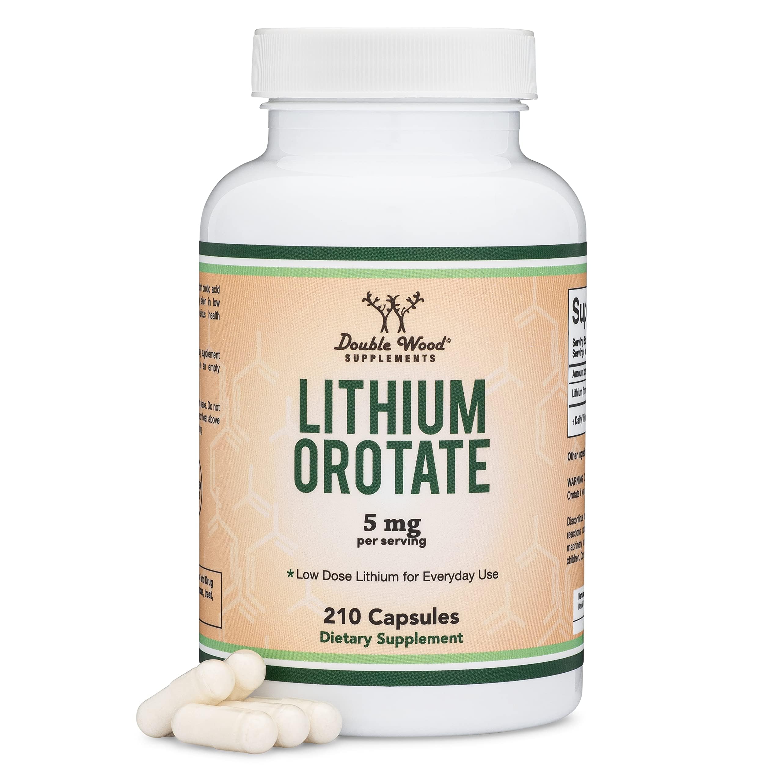 Lithium Orotate 5mg of Elemental Lithium for Cognition and Brain Health, 210 Capsules (Third Party Tested, Vegan Safe, Non-GMO) by Double Wood Supplements Double Wood Supplements buy supplements canada
