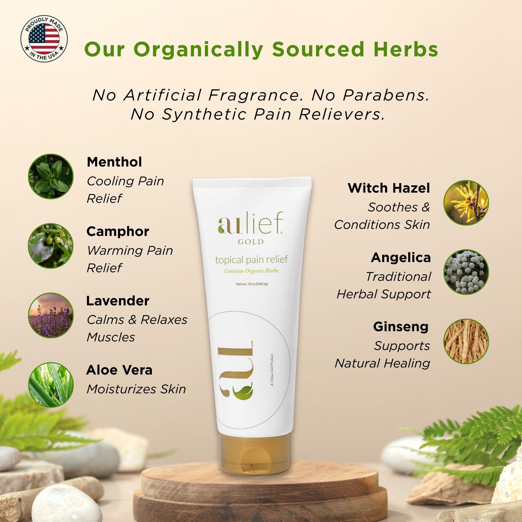 Aulief Gold Natural Pain Relief Cream – Organic Herbal Lotion for Arthritis, Joint Pain & Sore Muscles, Neck, Knee & Back Aches, Premium Organic Natural Pain Reliever, 3.2 Oz Tube Aulief buy supplements canada