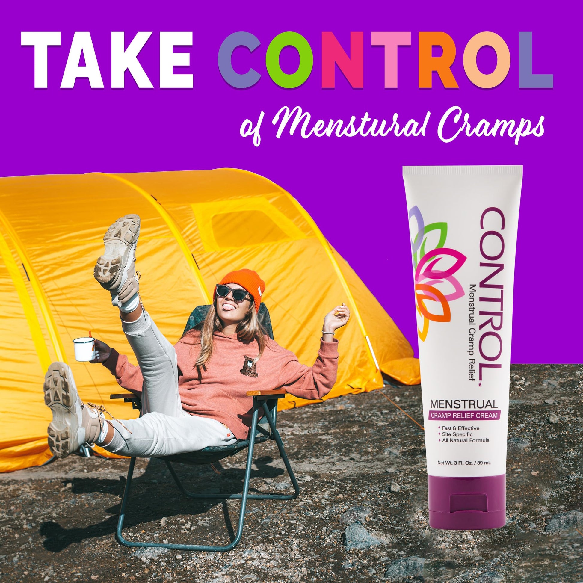 CONTROL, Menstrual Cramp Relief Cream, Topical Pain Relief for Period Cramps and PMS, Period Relief Products, Fast and Effective, Easy to Use, Safe for All Ages, Hormone Free, All Natural, 3 oz Tube. CONTROL buy supplements canada