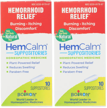 Boiron HemCalm Suppositories for Hemorrhoid Relief of Pain, Itching, Swelling or Discomfort - 10 Count (Pack of 2) Boiron buy supplements canada