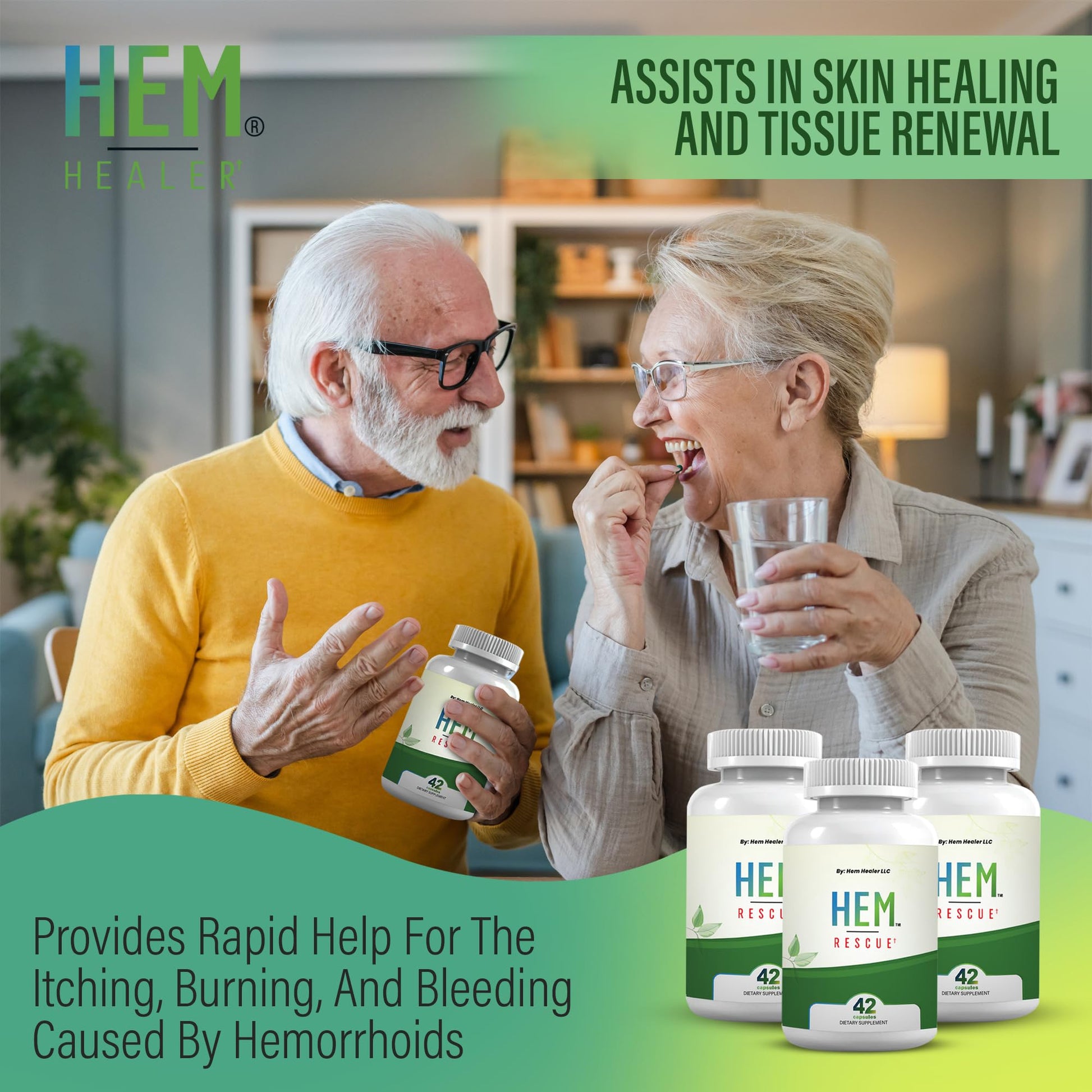 Hem Healer Hem Rescue Hemorrhoid Treatment Supplement - All Natural, Reduces Discomfort & Swelling, Boosts Blood Flow, Oral Botanical Blend, Made in USA - (1 Bottle Pack) Hem Healer buy supplements canada
