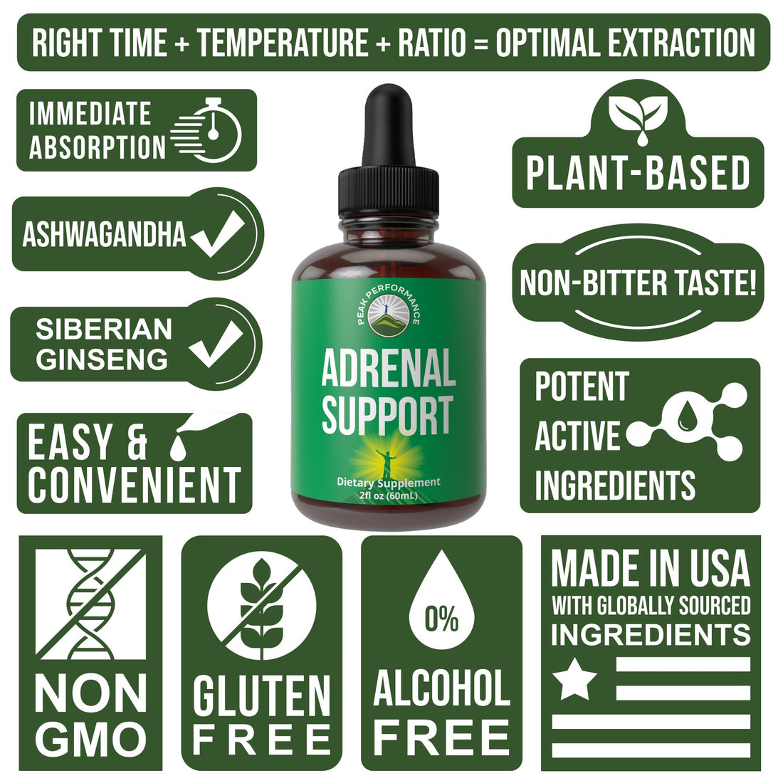 Peak Performance Adrenal Support Supplements to Restore Energy from Adrenal Fatigue. Liquid Drops Complex for Women and Men. Supports Healthy Cortisol Management. Supplement with Adaptogens Peak Performance buy supplements canada
