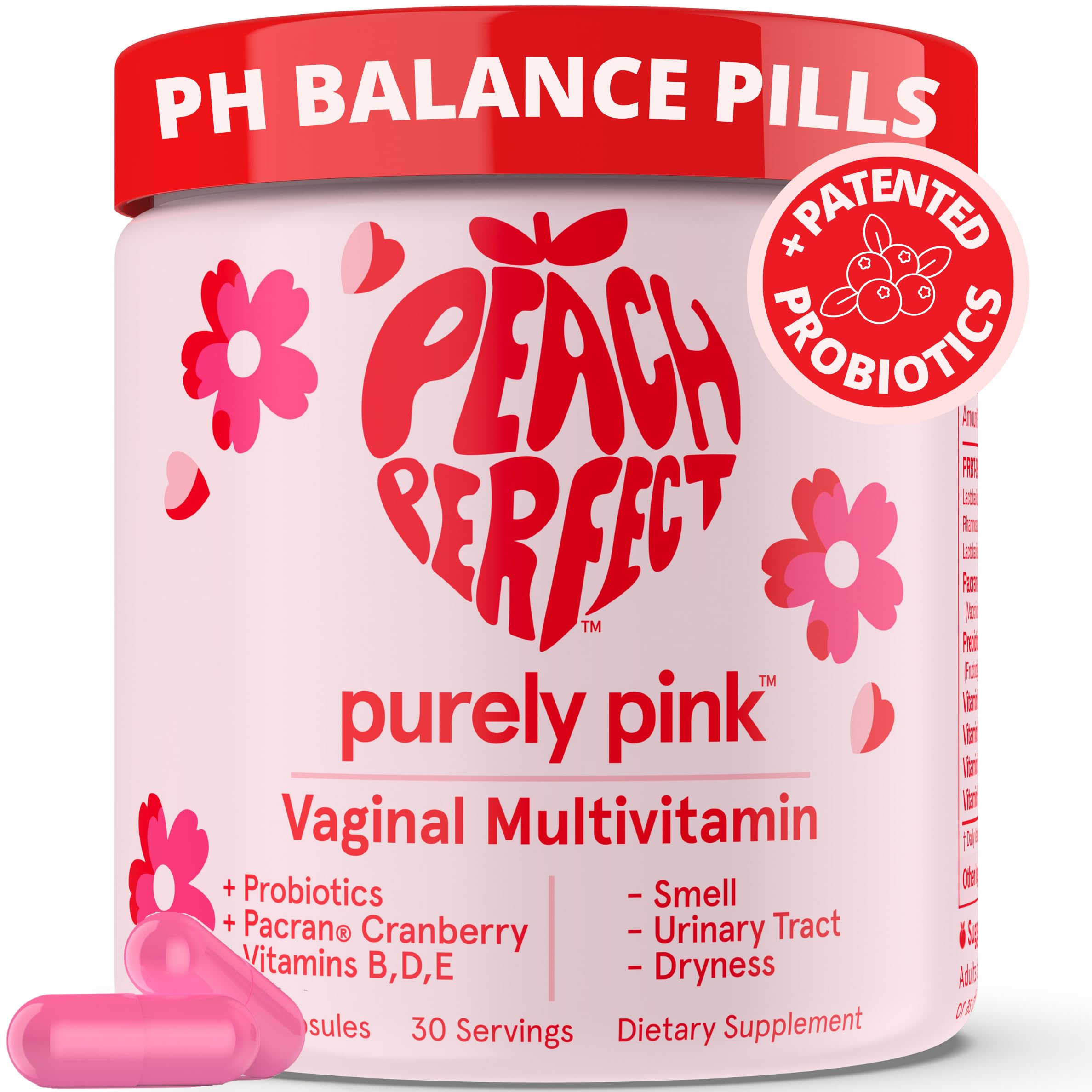 Purely Pink Prebiotic Probiotic Blend for Vaginal Health - Promote pH Balance, Healthy Flora and Odor Peach Perfect buy supplements canada
