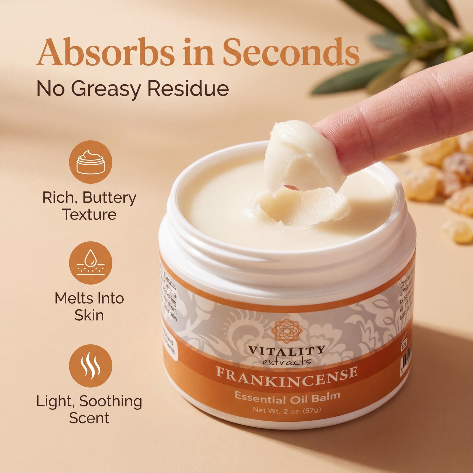 Vitality Extracts Frankincense Balm - 2oz, Boswellia Serrata, Beeswax, Olive Oil, Moisturizer for Dry, Cracked Skin, All Skin Types Vitality buy supplements canada