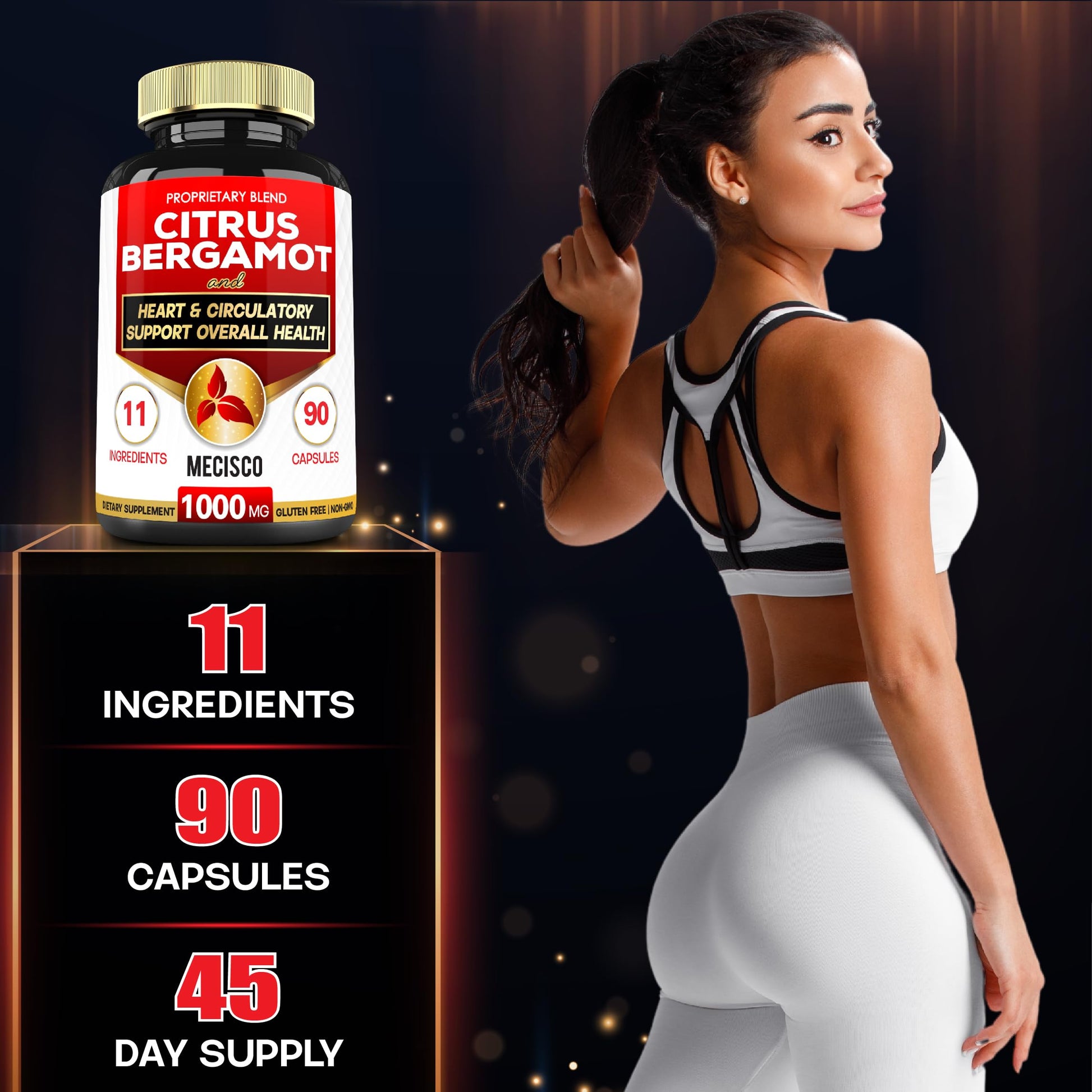 Mecisco 11 in 1 Citrus Bergamot Supplement 1000mg with Black Chokeberry, Berberine HCl & More - 90 Capsules - Supports Heart Health, Immune System, Energy Production Mecisco buy supplements canada