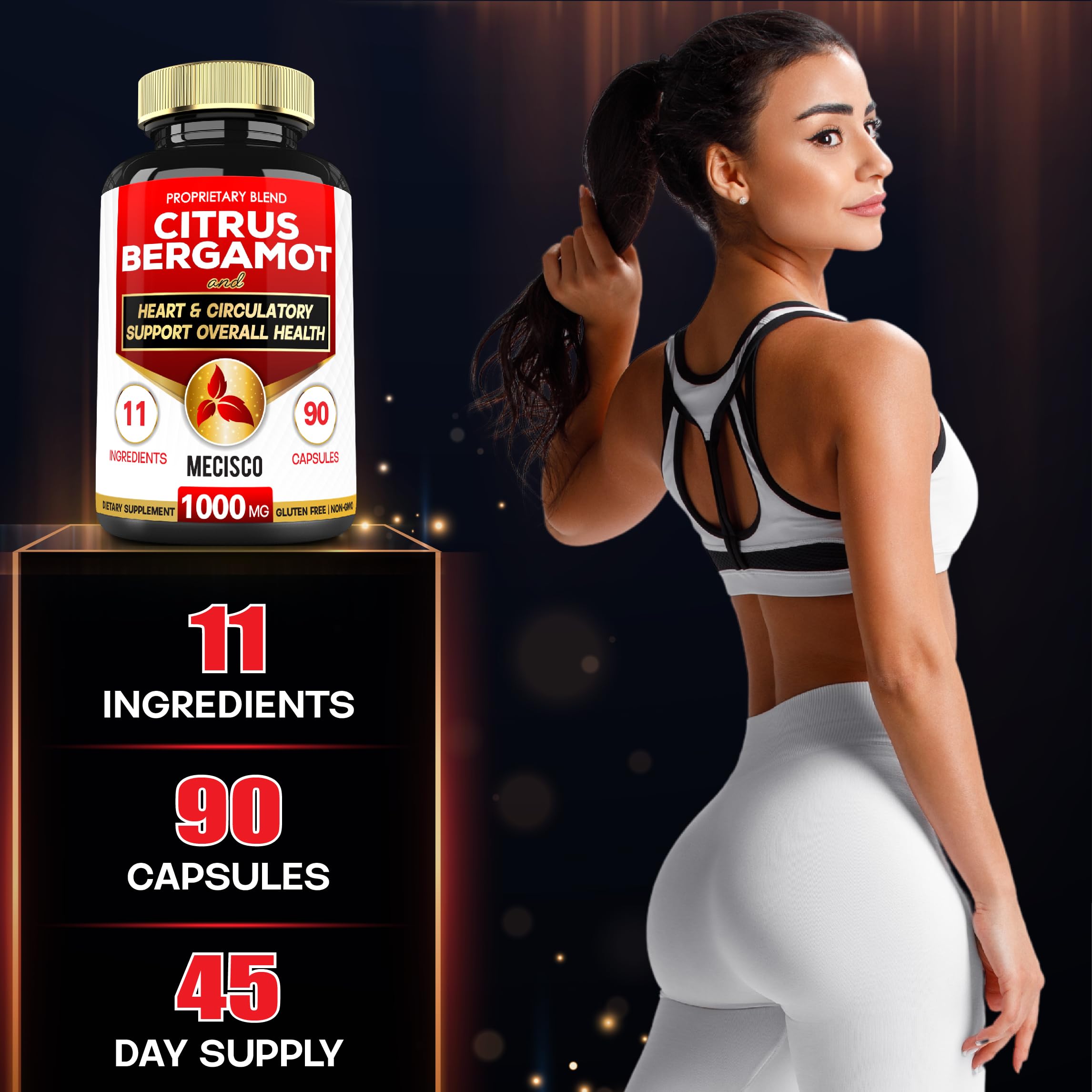 Mecisco 11 in 1 Citrus Bergamot Supplement 1000mg with Black Chokeberry, Berberine HCl & More - 90 Capsules - Supports Heart Health, Immune System, Energy Production Mecisco buy supplements canada