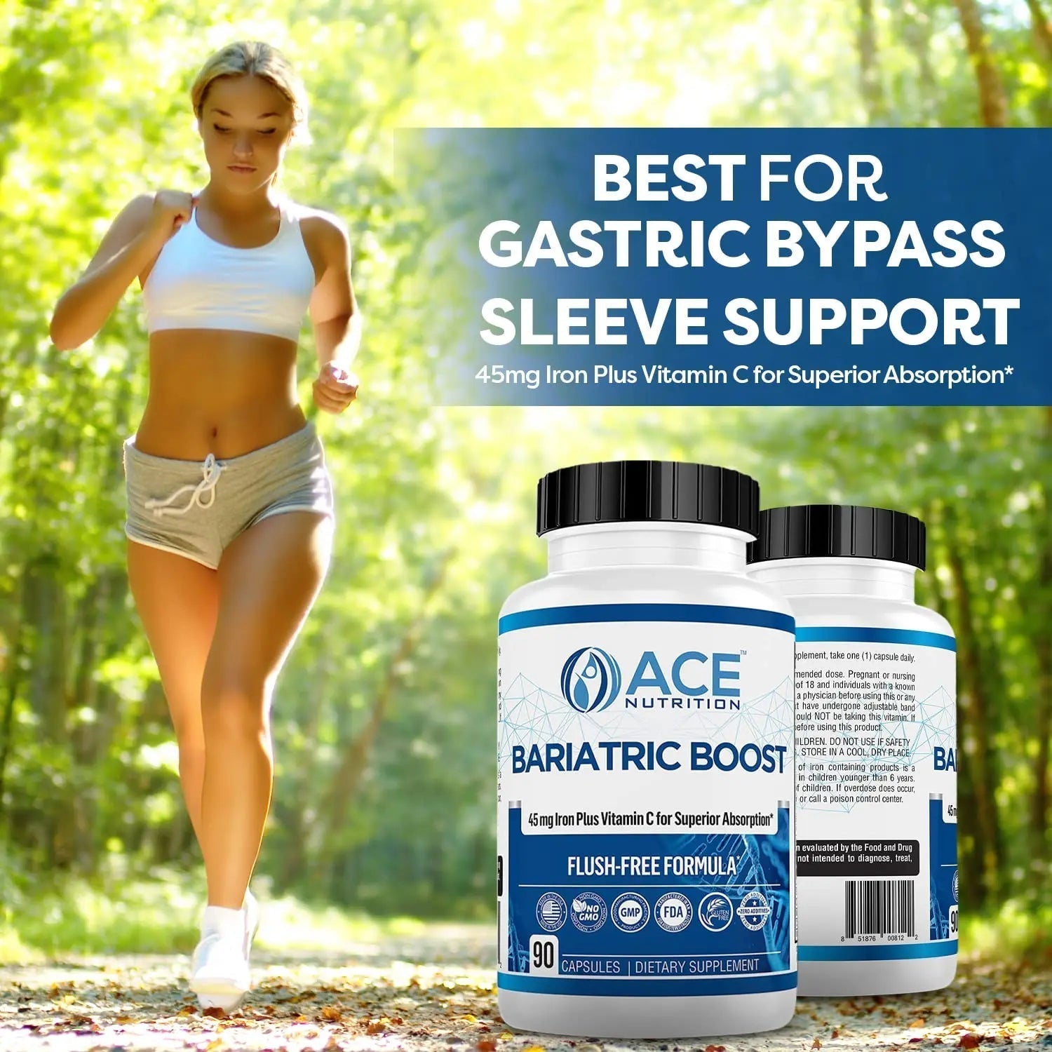 Bariatric Boost One-A-Day Multivitamin 90 Day Supply with 45mg Iron Post Gastric Bypass Sleeve Surgery | Non-GMO, Gluten Free, Bariatric Multivitamin Made in USA | ACE NUTRITION buy supplements canada