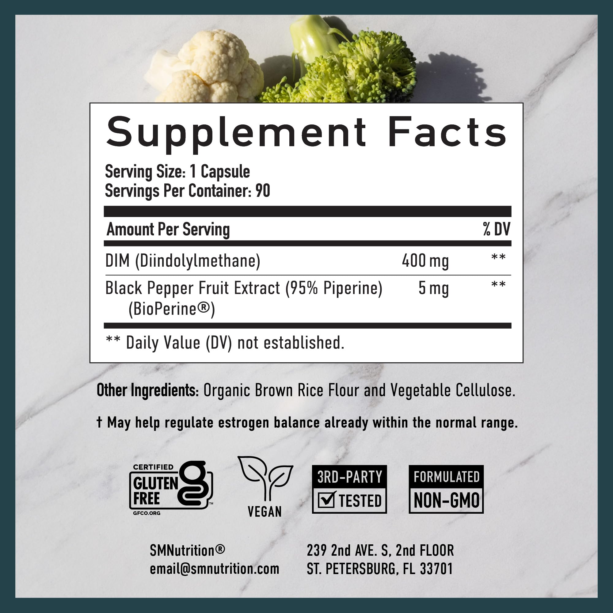 DIM Supplement 400MG Extra Strength | Hormone Balance for Men and Women | Menopause, Acne, Hot Flashes Relief, Prostate Support & Antioxidant Support | Soy-Free, Gluten-Free | SMNutrition | 90 Ct. SMNutrition buy supplements canada