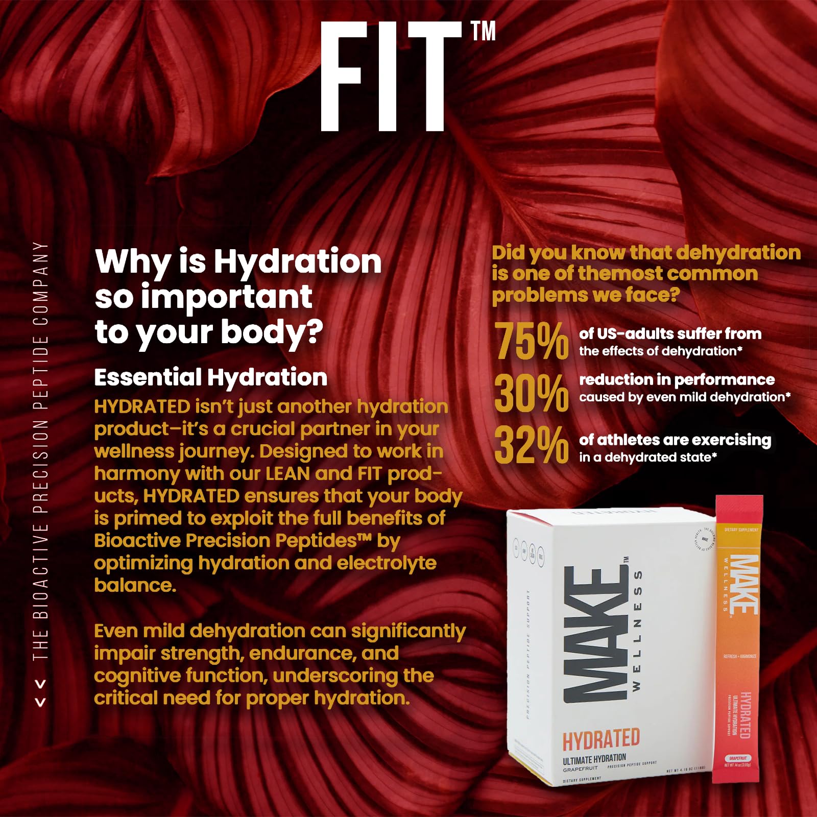 Make Wellness HYDRATED | 30 Servings | Grapefruit Flavor | Supports Hydration & Electrolyte Balance | Bioactive Peptide Blend for Daily Overall Wellness Make Wellness buy supplements canada