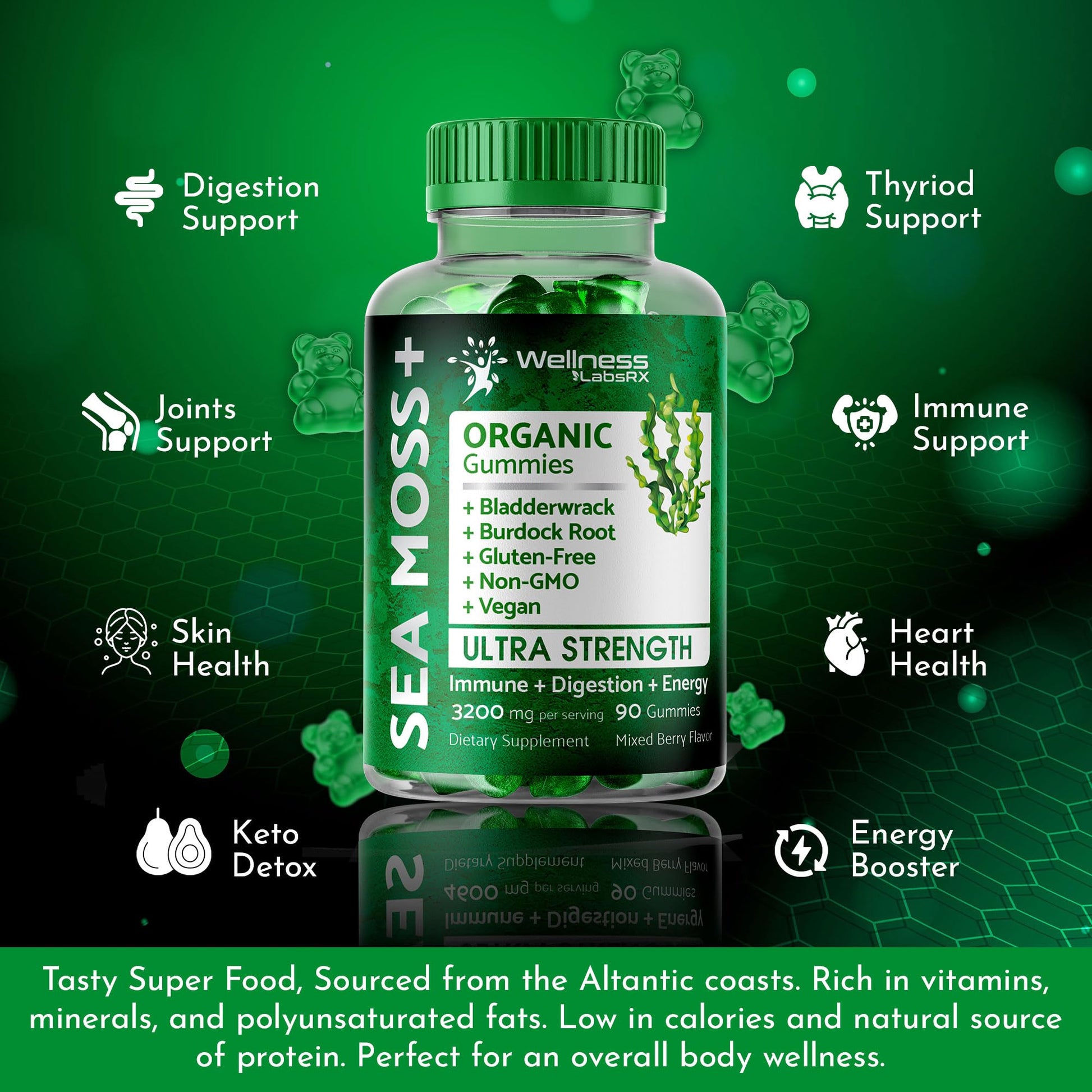 WELLNESS LABSRX Sea Moss Gummies, 3200mg Organic Seamoss, Irish Sea Moss WELLNESS LABSRX buy supplements canada