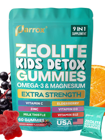 Parrox Zeolite Kids Gummies, 9-in-1 with Zeolite, Omega-3, Magnesium, Elderberry, Vitamin C, Milk Thistle, Vitamin D3, Zinc, B12 – Sugar-Free Parrox buy supplements canada