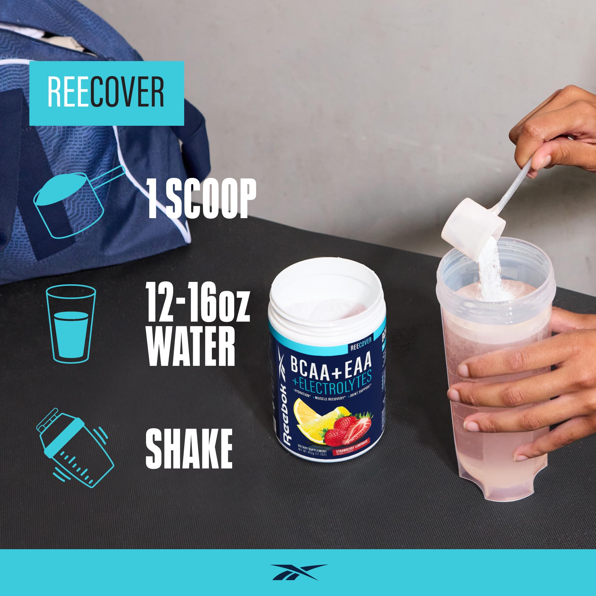 Reebok REEcover Amino Acids + Electrolytes | 8g EAAs, 5g BCAAs, Hydration Matrix | Muscle Recovery, Strength | Post-Workout Support Reebok buy supplements canada