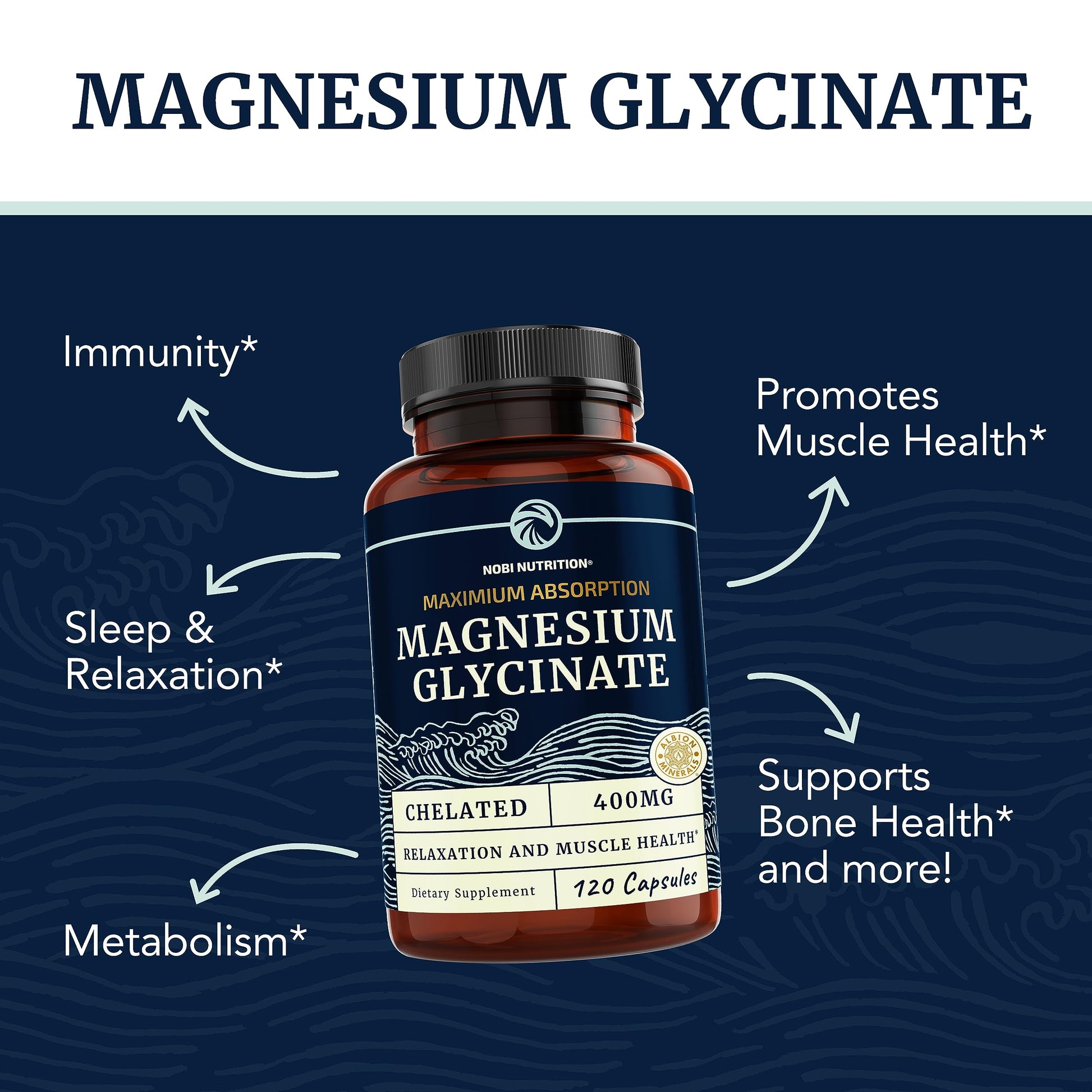 Magnesium Glycinate 400mg | Chelated Bisglycinate for Muscle Relaxation, Bones Nobi Nutrition buy supplements canada