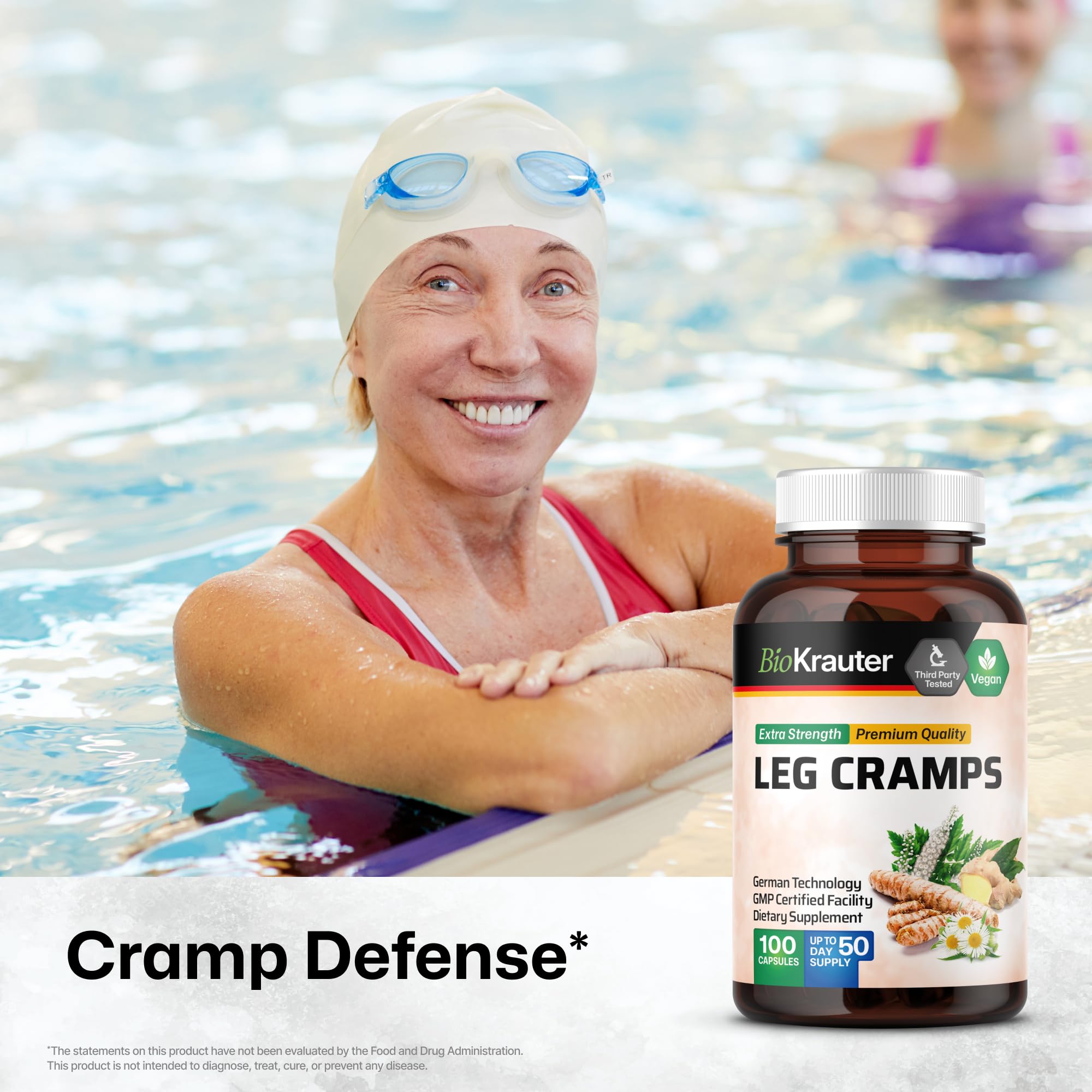 BIO KRAUTER® Magnesium Glycinate for Leg Сramps & Relax - 5-in-1 Formula Magnesium Glycinate 400mg with Turmeric, Black Cohosh, Ginger, Chamomile 1200 mg 100 Caps - No Fillers, Non-GMO, 50-Day Supply BIO KRAUTER buy supplements canada