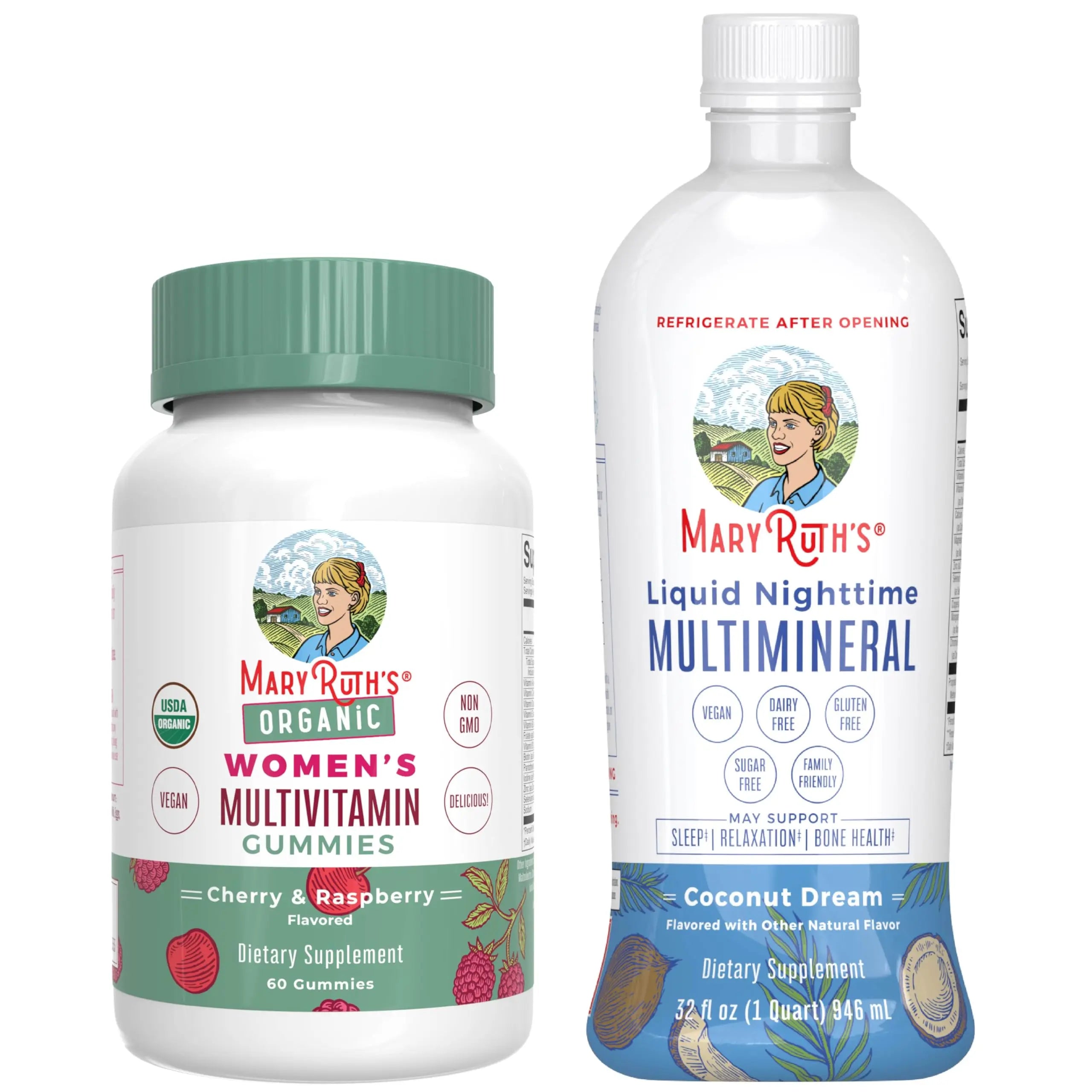 MaryRuth's Multivitamin Gummies for Women (Cherry & Raspberry) & Liquid Nighttime Multimineral Coconut (32oz) | Clean Label Project Verified MARYRUTH'S buy supplements canada
