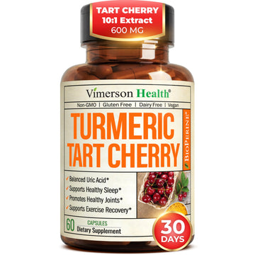 Turmeric Curcumin Supplement with 10:1 Tart Cherry Extract & Celery Seed Extract – Natural Uric Acid Balance, Joint Health & Sleep Aid – Turmeric Curcumin with Black Pepper – 60 Tart Cherry Capsules Vimerson Health buy supplements canada