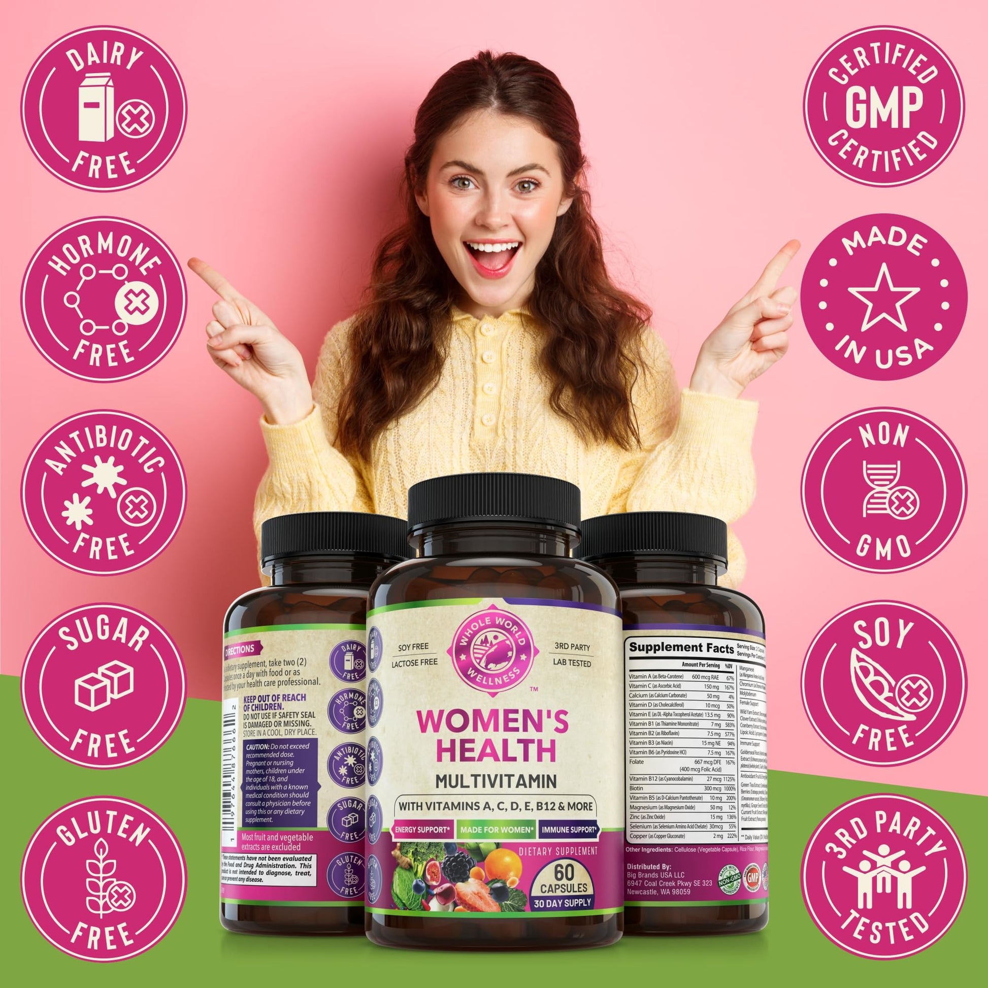 Womens Daily Multivitamins & Multimineral Supplement for Energy, Mood, Focus, Hair WHOLE WORLD WELLNESS buy supplements canada