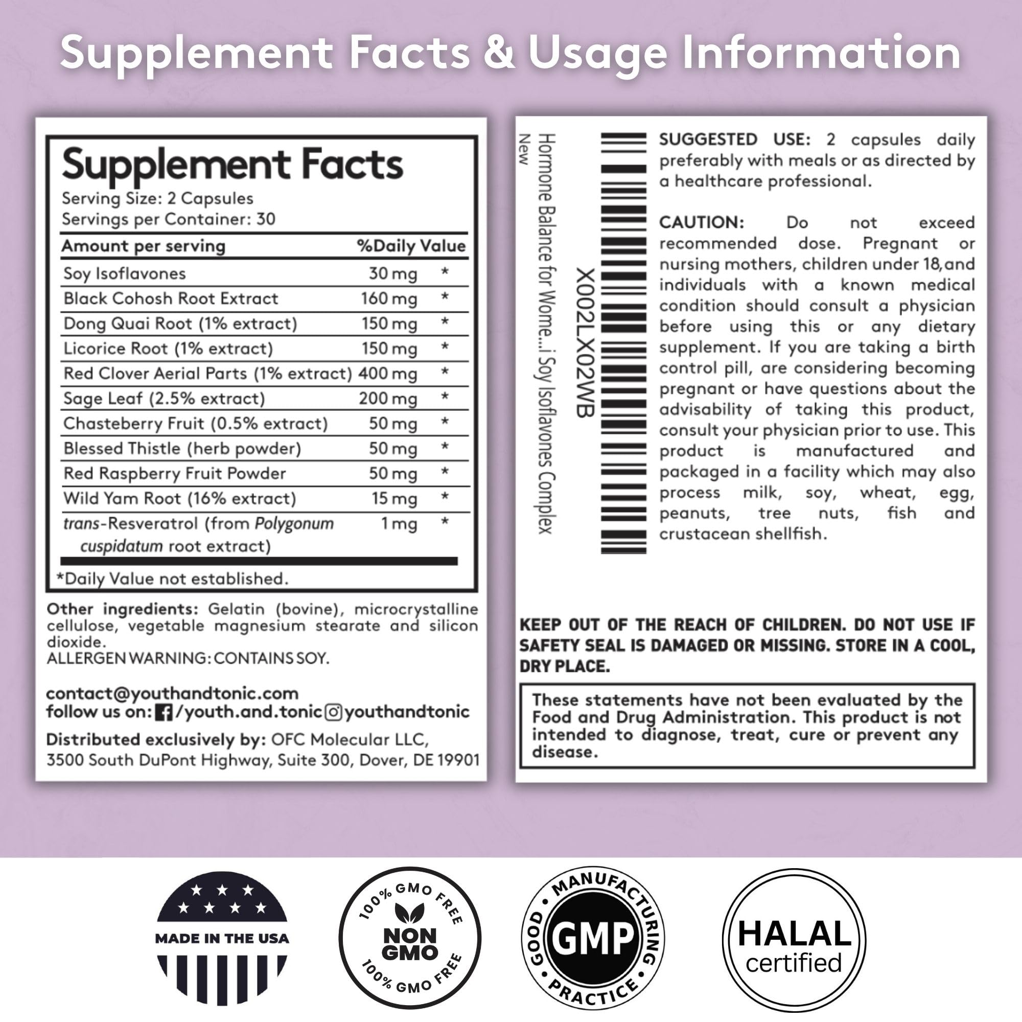 Youth & Tonic Her Hormone Balance – Menopause Supplement for Women, Perimenopause Support, Non-Hormonal Herbal Formula with Black Cohosh for Hot Flashes & Night Sweats, 60 Capsules Youth & Tonic buy supplements canada