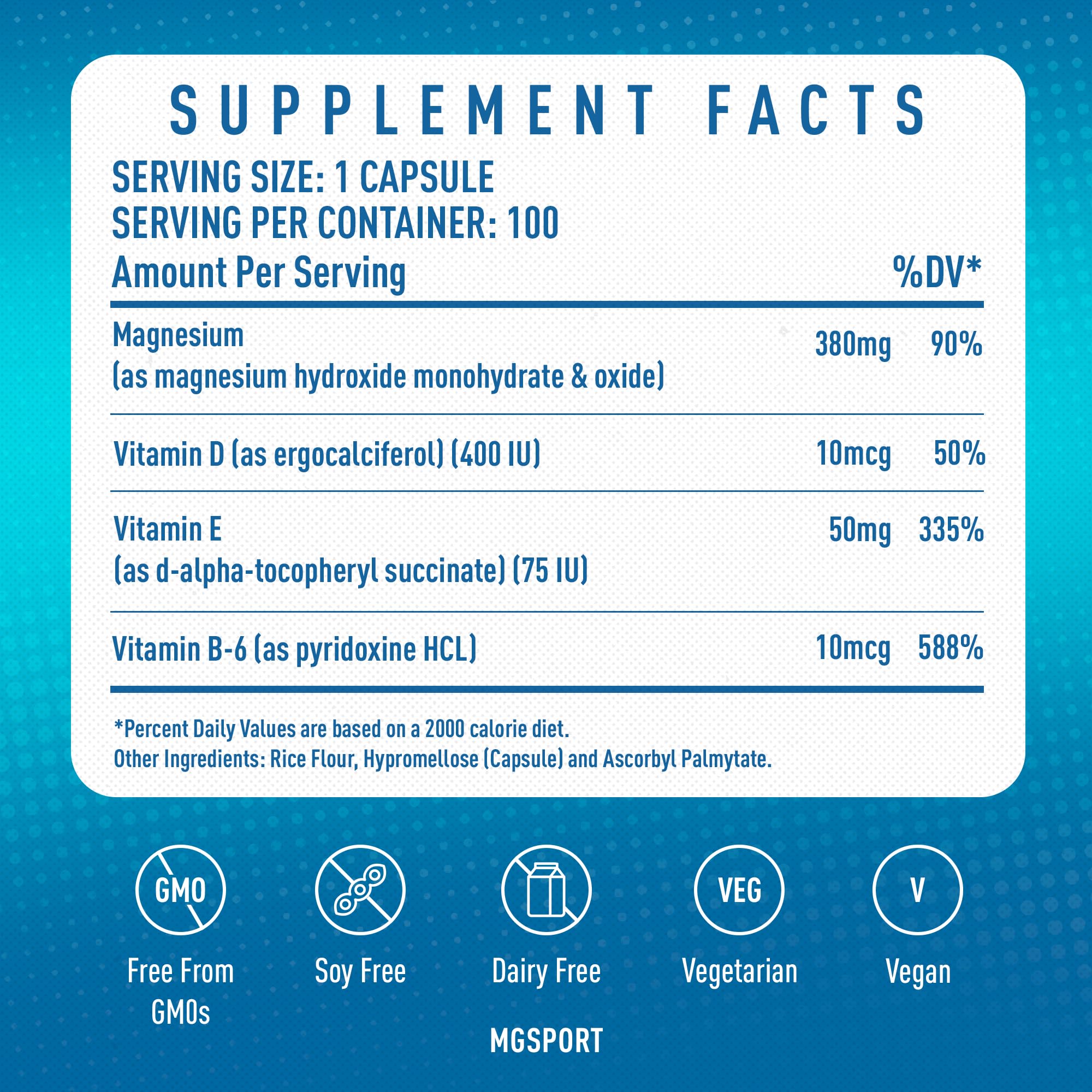 MGSPORT Magnesium Supplement 380mg - High Absorption Magnesium Complex Formula with Vitamins B6, D, E - Supports Muscle Function and Sleep Quality - 100 Servings MgSport buy supplements canada