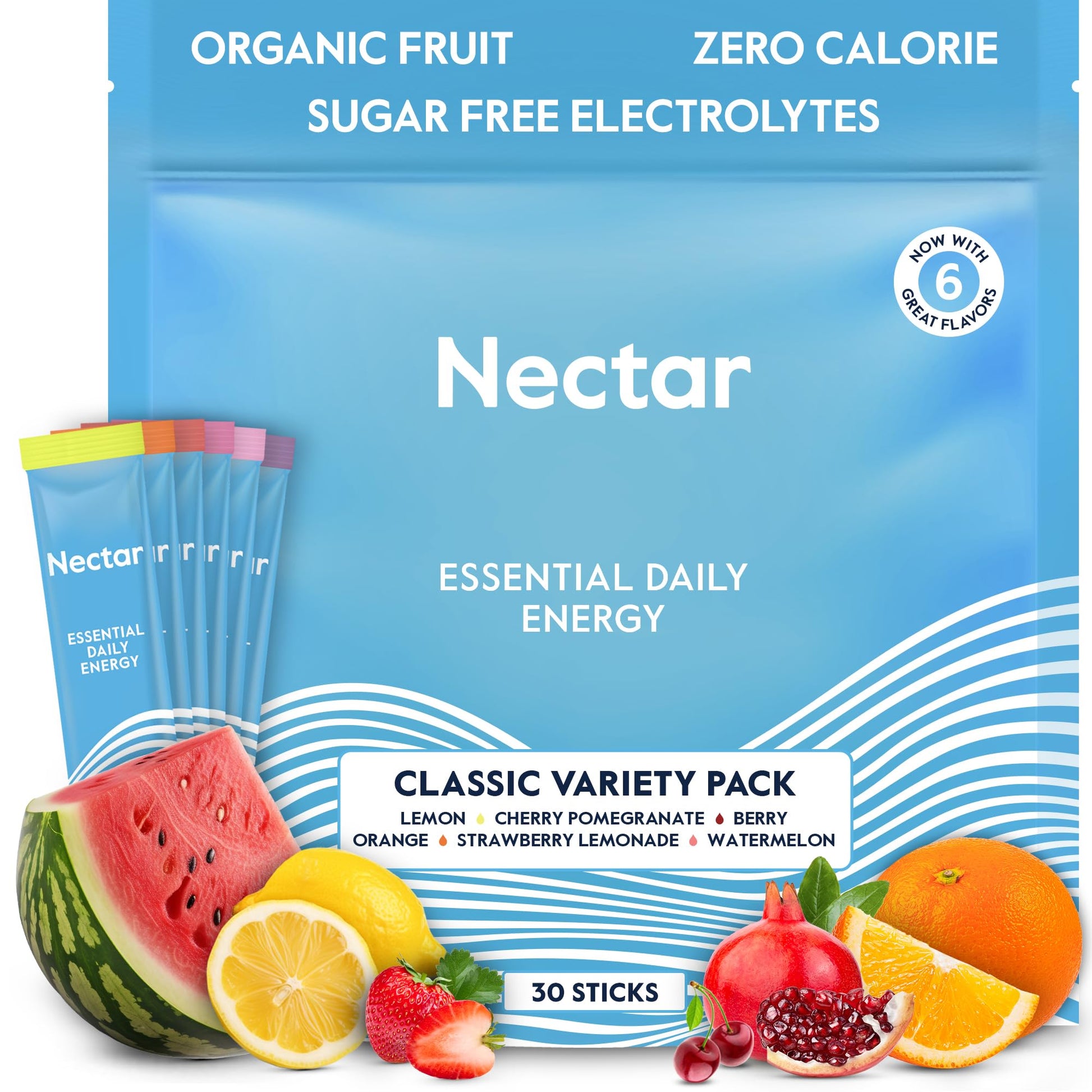 Nectar Energy Booster - Organic Caffeine, B12 & Electrolytes - Sugar Free & Zero Calorie – Healthy Coffee, Energy Drink & Soda Alternative – Hydration & Energy Supplement (Variety 30 Powder Packets) Nectar buy supplements canada