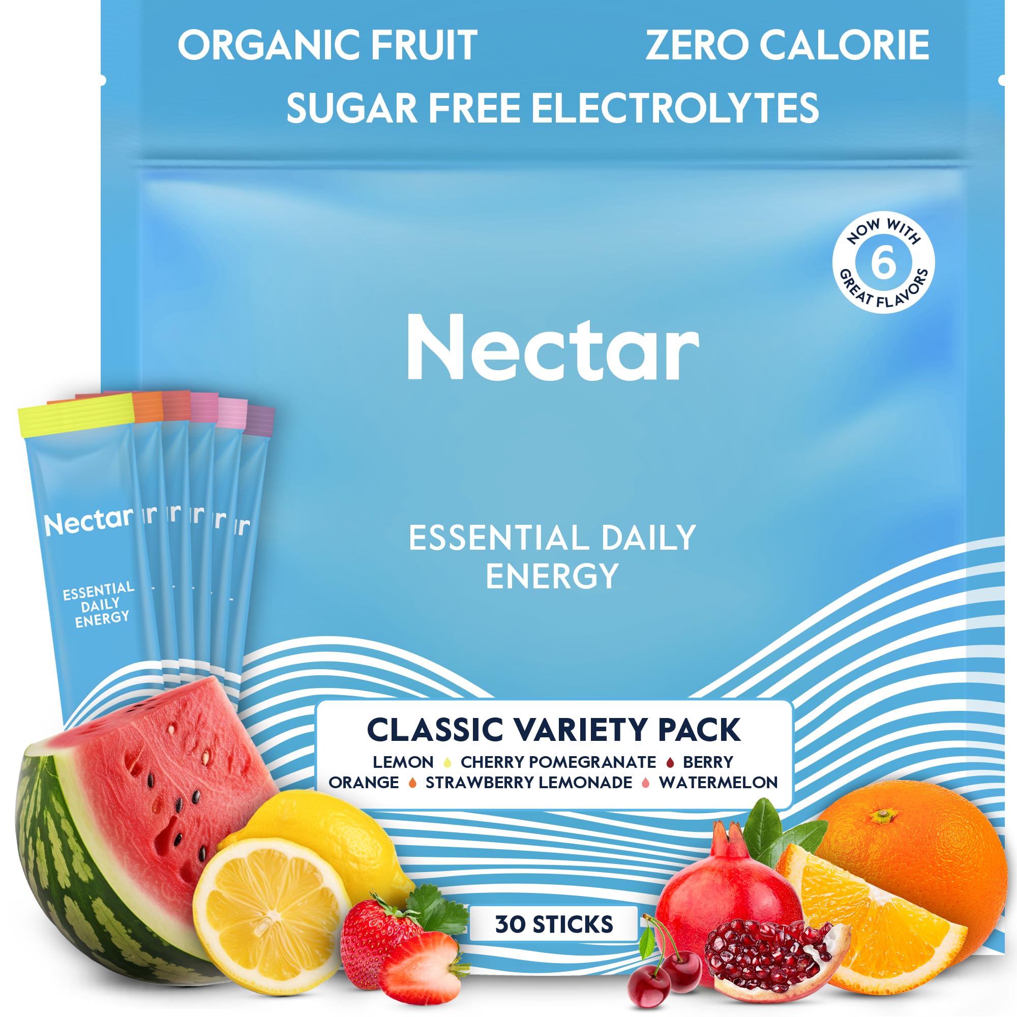 Nectar Energy Booster - Organic Caffeine, B12 & Electrolytes - Sugar Free & Zero Calorie – Healthy Coffee, Energy Drink & Soda Alternative – Hydration & Energy Supplement (Variety 30 Powder Packets) Nectar buy supplements canada