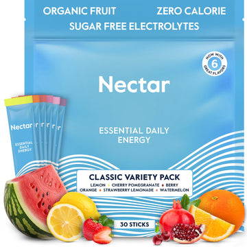 Nectar Energy Booster - Organic Caffeine, B12 & Electrolytes - Sugar Free & Zero Calorie – Healthy Coffee, Energy Drink & Soda Alternative – Hydration & Energy Supplement (Variety 30 Powder Packets) Nectar buy supplements canada