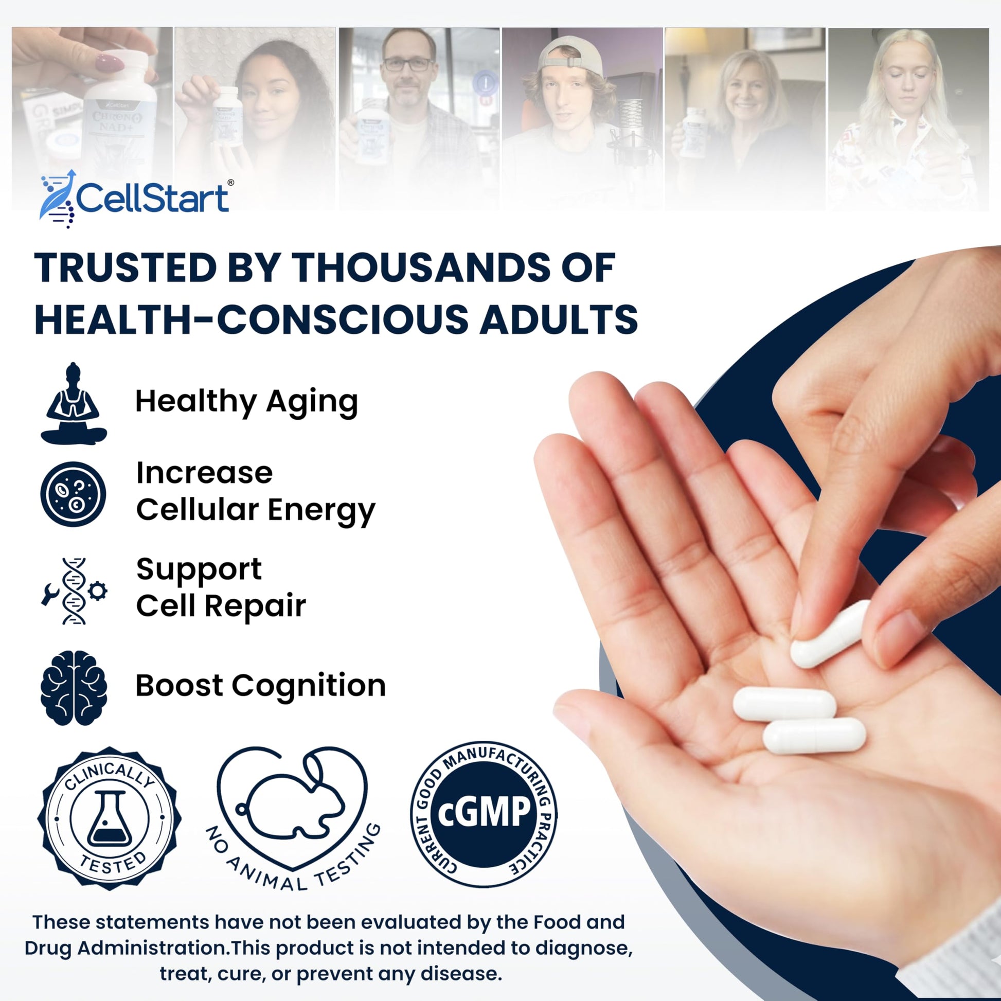 CellStart NAD+ Resveratrol Supplement 60 Capsules of 500mg | Anti Aging & Cellular Support Supplements for Women & Men - NAD Supplement Made in USA, (1-Month Supply) CellStart buy supplements canada