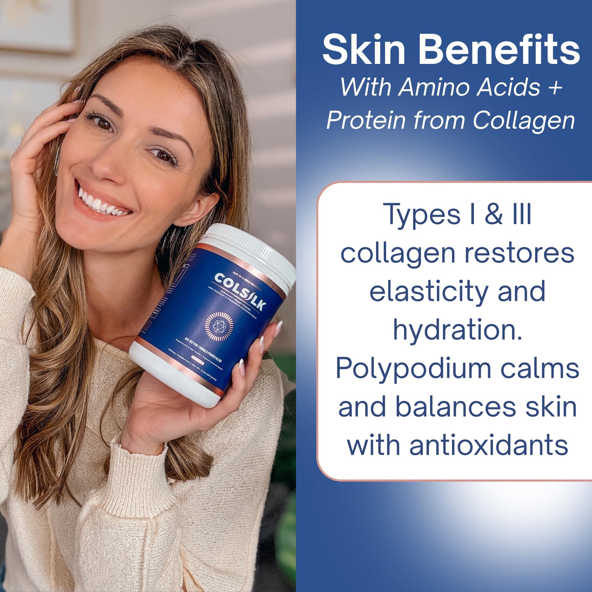 SRILabs ColSilk Unflavored Hydrolyzed Collagen Powder with Colostrum and Polypodium - Skin, Hair, Nails, Gut Health and Joint Support - One Scoop Daily | 1 Month Supply Skin Research Institute buy supplements canada