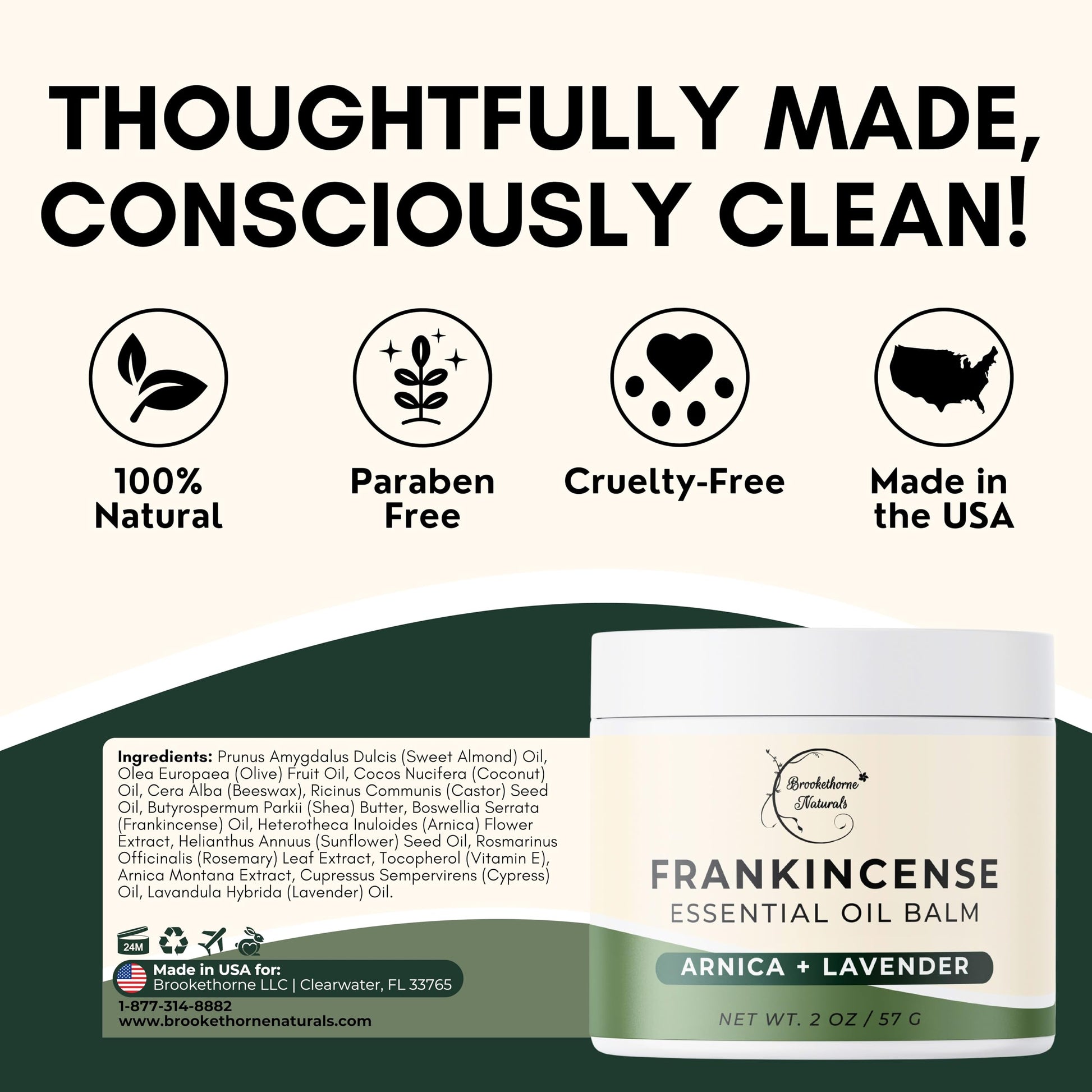 Brookethorne Naturals Frankincense Balm | Frankincense Essential Oil Balm for Skin Hydration | Soothing Muscle & Joint Support | Boswellia Extract, Arnica Montana, Castor Oil & Lavender 2oz Brookethorne Naturals buy supplements canada