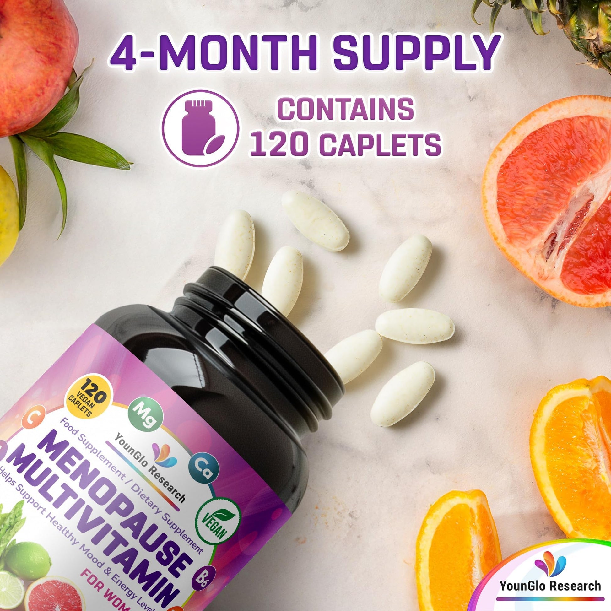 YounGlo Research Menopause Supplement - 120 Vegan Caplets - Menopause & Perimenopause Relief Support - Food and Dietary Vitamins - Multivitamin for Women YounGlo Research buy supplements canada