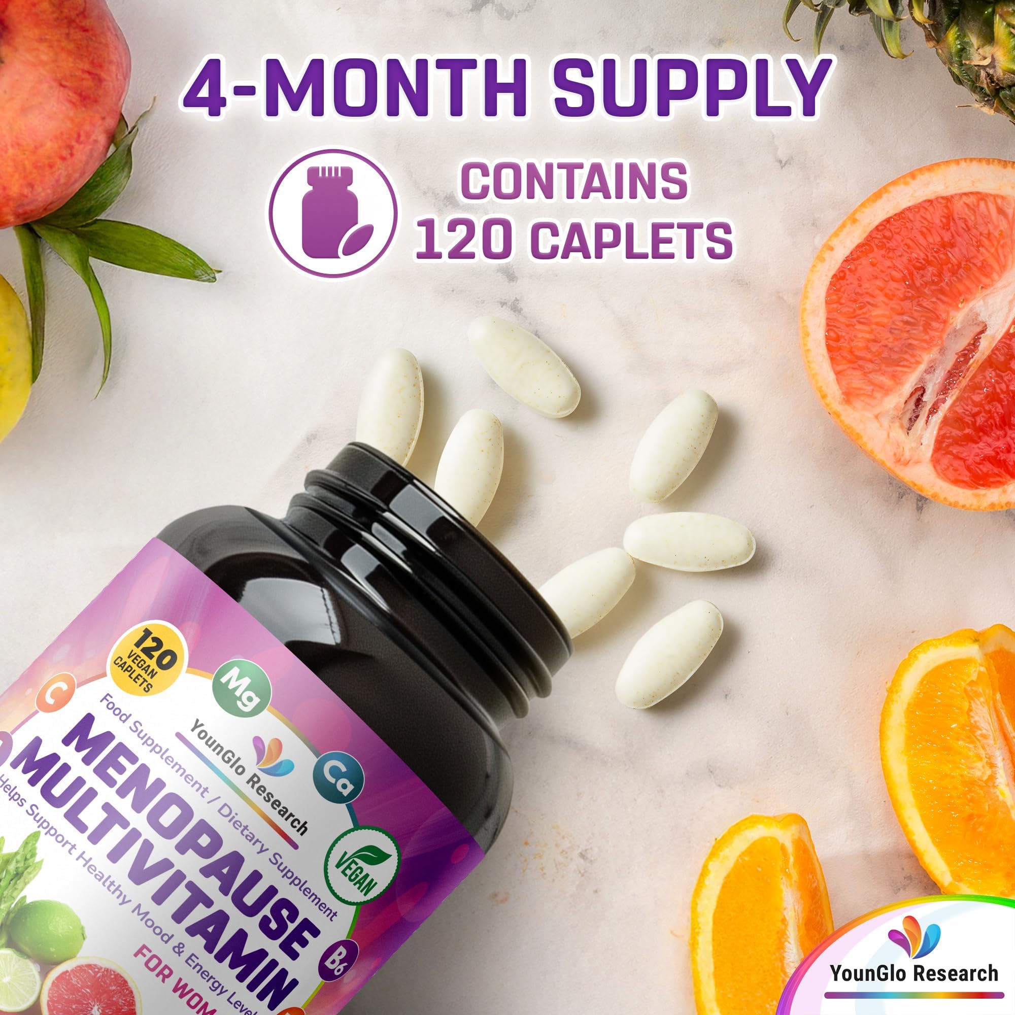 YounGlo Research Menopause Supplement - 120 Vegan Caplets - Menopause & Perimenopause Relief Support - Food and Dietary Vitamins - Multivitamin for Women YounGlo Research buy supplements canada