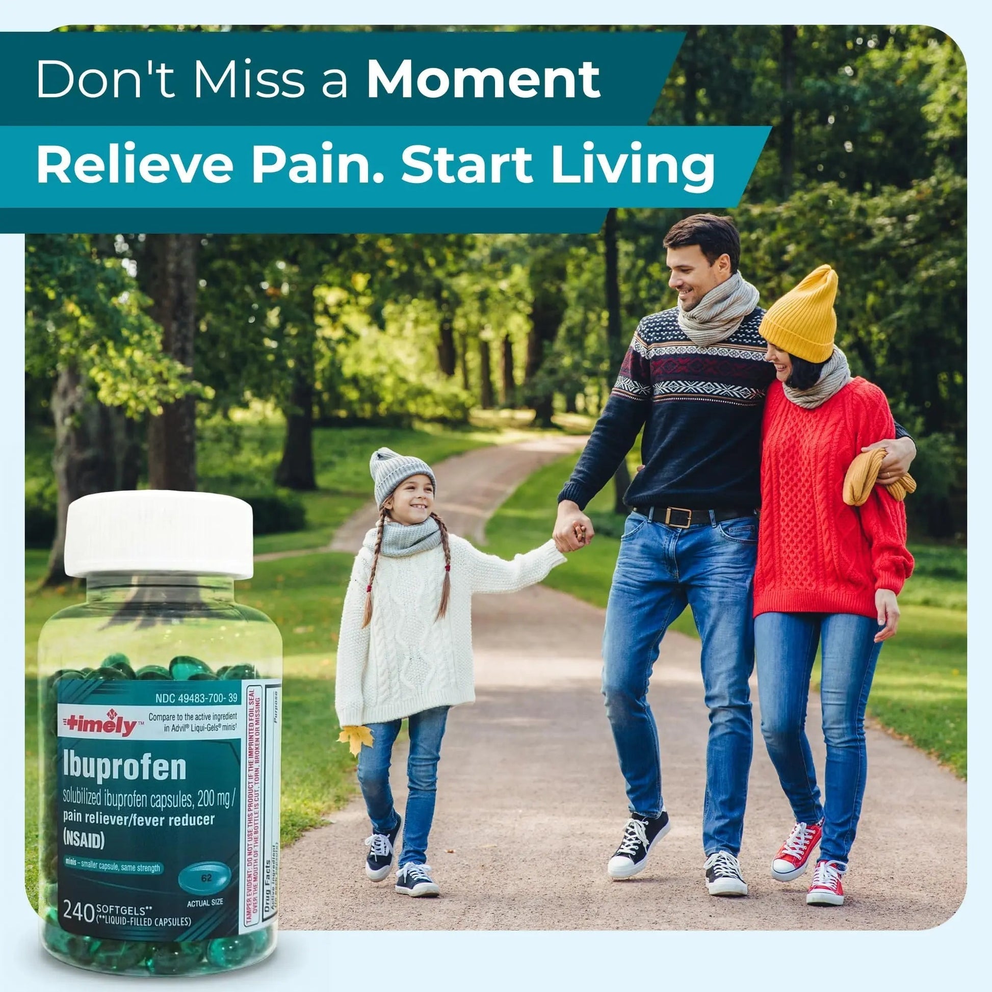 TIME-CAP LABS, INC. Timely Ibuprofen 200mg - 240 Liquid Mini Softgels - Headache Relief, Menstrual Pain, Tooth Ache Muscular Aches & Arthritis Pain TIME-CAP LABS, INC. buy supplements canada