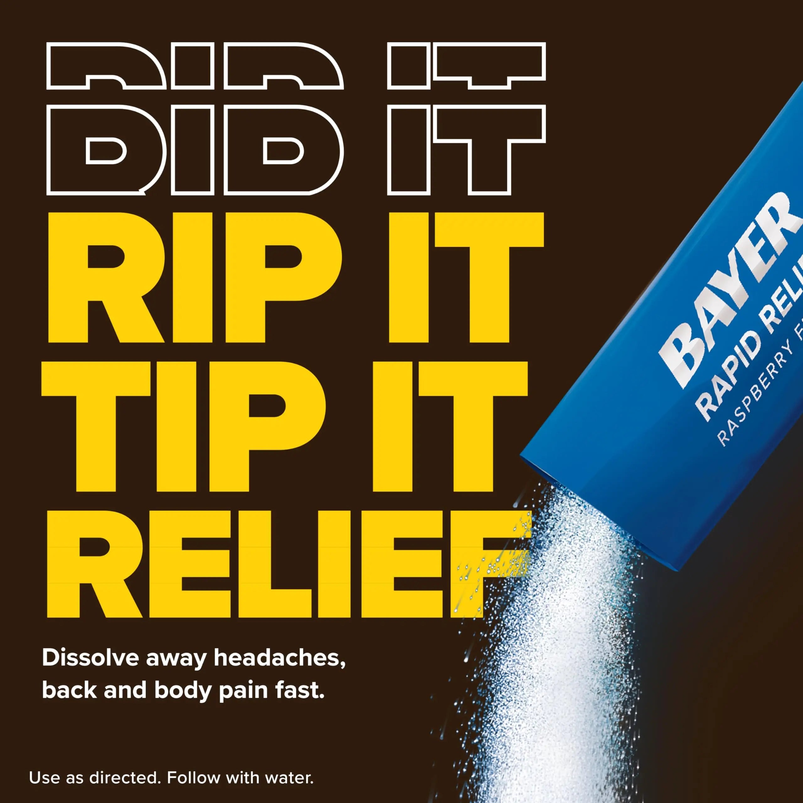 Bayer® Rapid Relief, Dissolvable Raspberry Flavor, Powder Packs with Aspirin & Caffeine, Fast Acting Headache Relief, Muscle and Body Pain Reliever, 20ct Bayer buy supplements canada
