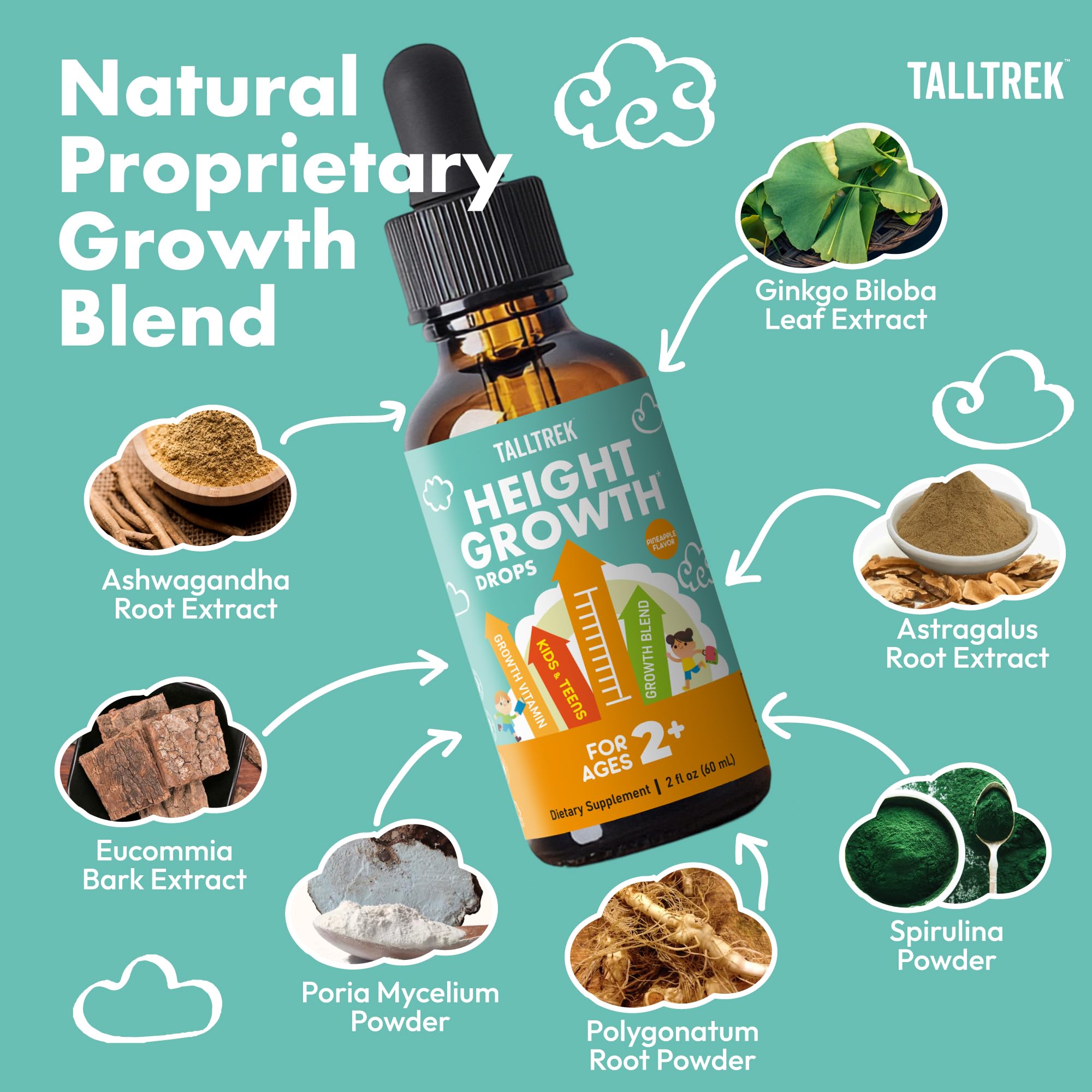 TallTrek Height Growth Supplement Drops for Kids - Teens Bone Growth Height Increase and Maximizer Immune Health Drops with Vitamins D3 K2 Zinc & Calcium - Gluten Free Vegan Pineapple Flavor TallTrek buy supplements canada