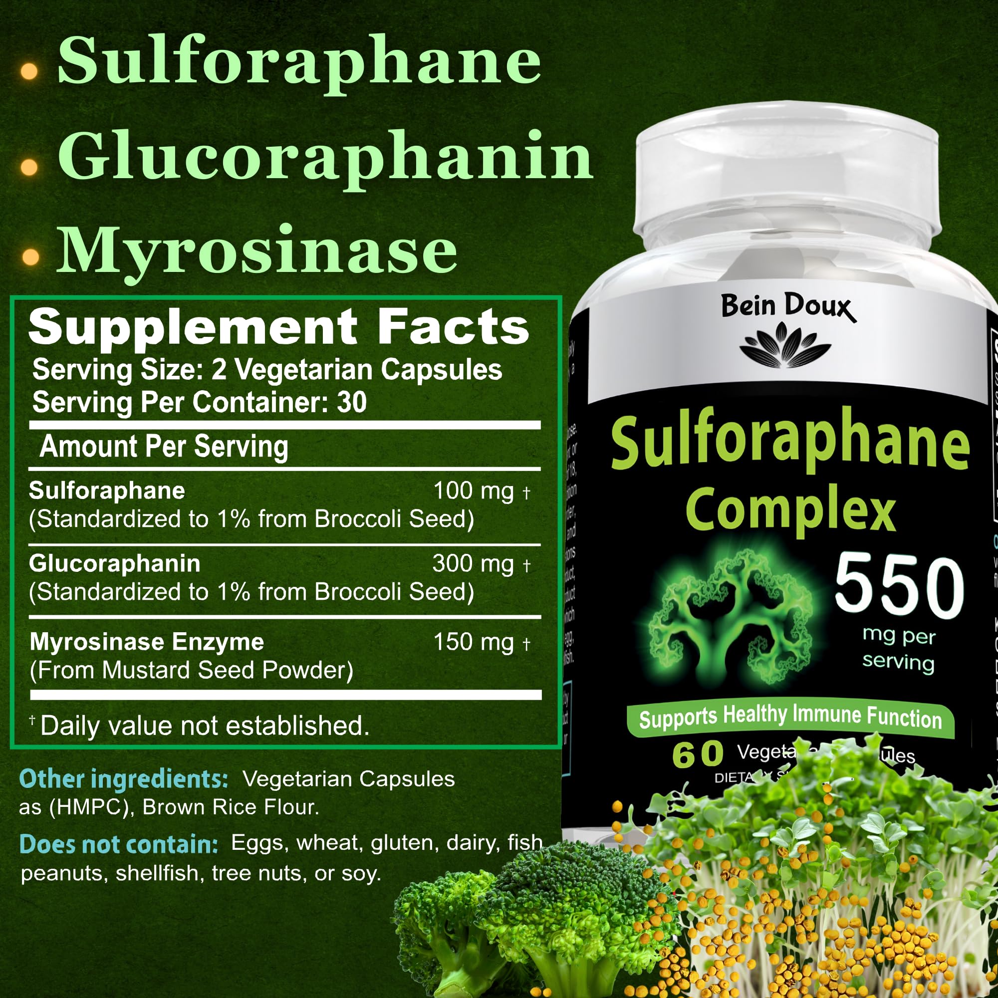 550mg Sulforaphane Supplement with Glucoraphanin and Myrosinase | Broccoli Supplemen BEIN DOUX buy supplements canada