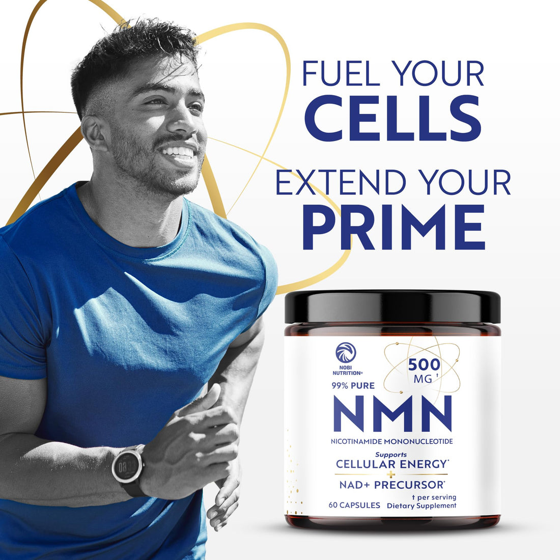 NMN Supplement 500mg | 99% Pure | NAD+ Precursor for Cellular Energy, Longevity, Repair, and Healthy Aging Support | Third-Party Tested & Non-GMO | Nicotinamide Mononucleotide | 60 NMN Capsules Nobi Nutrition buy supplements canada