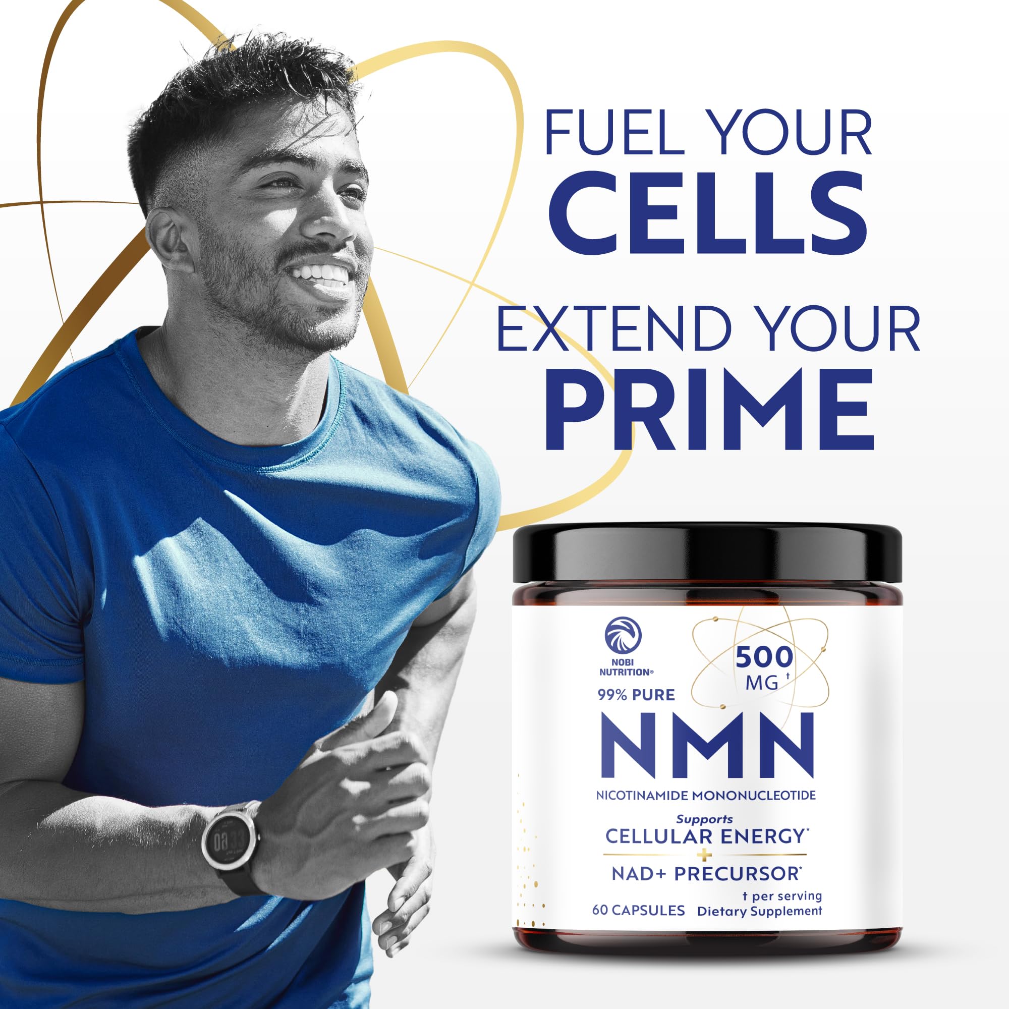 NMN Supplement 500mg | 99% Pure | NAD+ Precursor for Cellular Energy, Longevity, Repair, and Healthy Aging Support | Third-Party Tested & Non-GMO | Nicotinamide Mononucleotide | 60 NMN Capsules Nobi Nutrition buy supplements canada