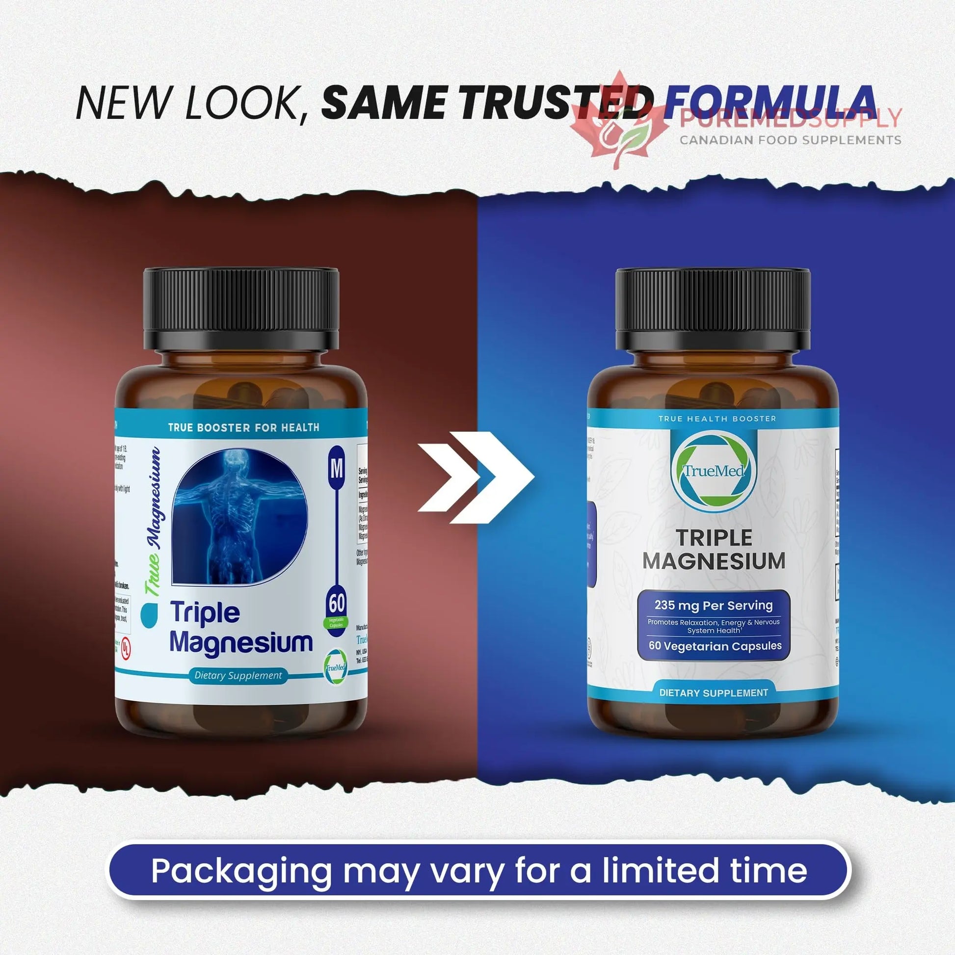 Truemed Triple Magnesium Complex Supplement 235mg with Magnesium Citrate, Malate & Lysinate Chelate | Magnesium Supplement for Sleep, Muscle Relaxation, Energy & Nerve Support | 60 Capsules, USA Made TRUEMED buy supplements canada