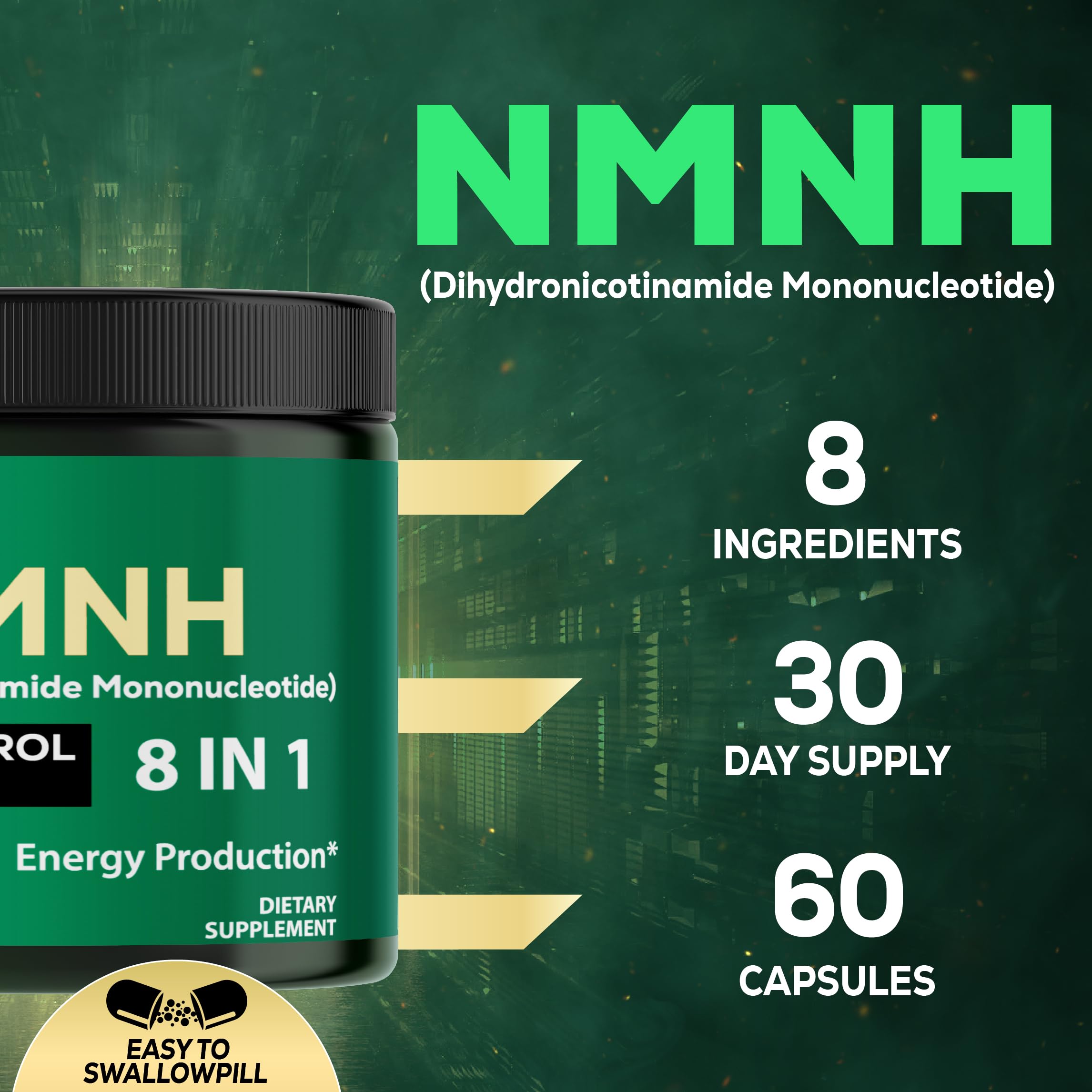 Satoomi 8in1 NMNH - NMN Supplement Alternative - NAD Supplement to Support NAD Levels Added Fisetin, Resveratrol, Quercetin, Turmeric, Berberine, Vitamin D3 & C - 60 Count for 30 Days Satoomi buy supplements canada