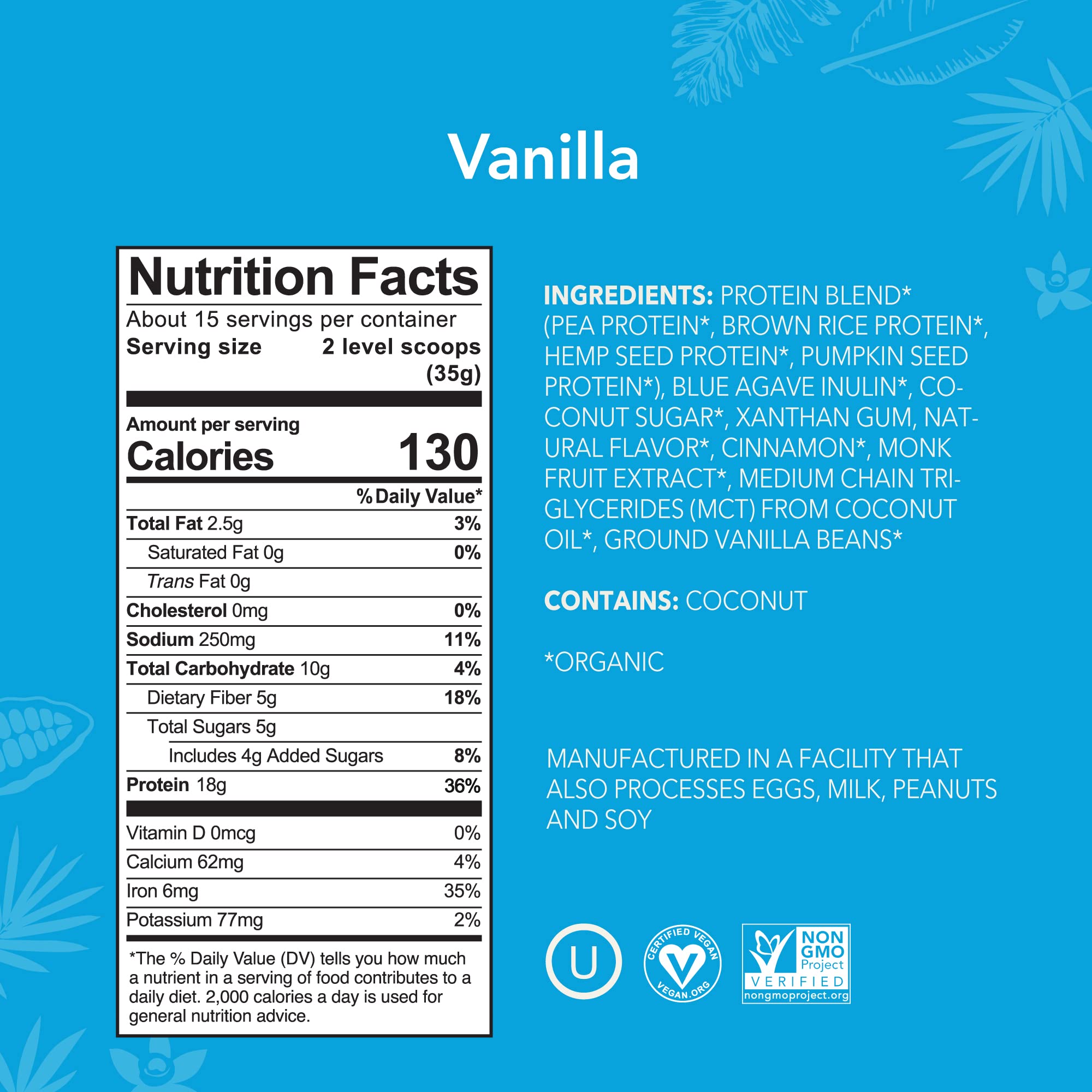 ALOHA Organic Plant Based Protein Powder, Stevia Free, Vanilla, 19.6 oz, 15 Servings PACKAGING MAY VARY ALOHA buy supplements canada