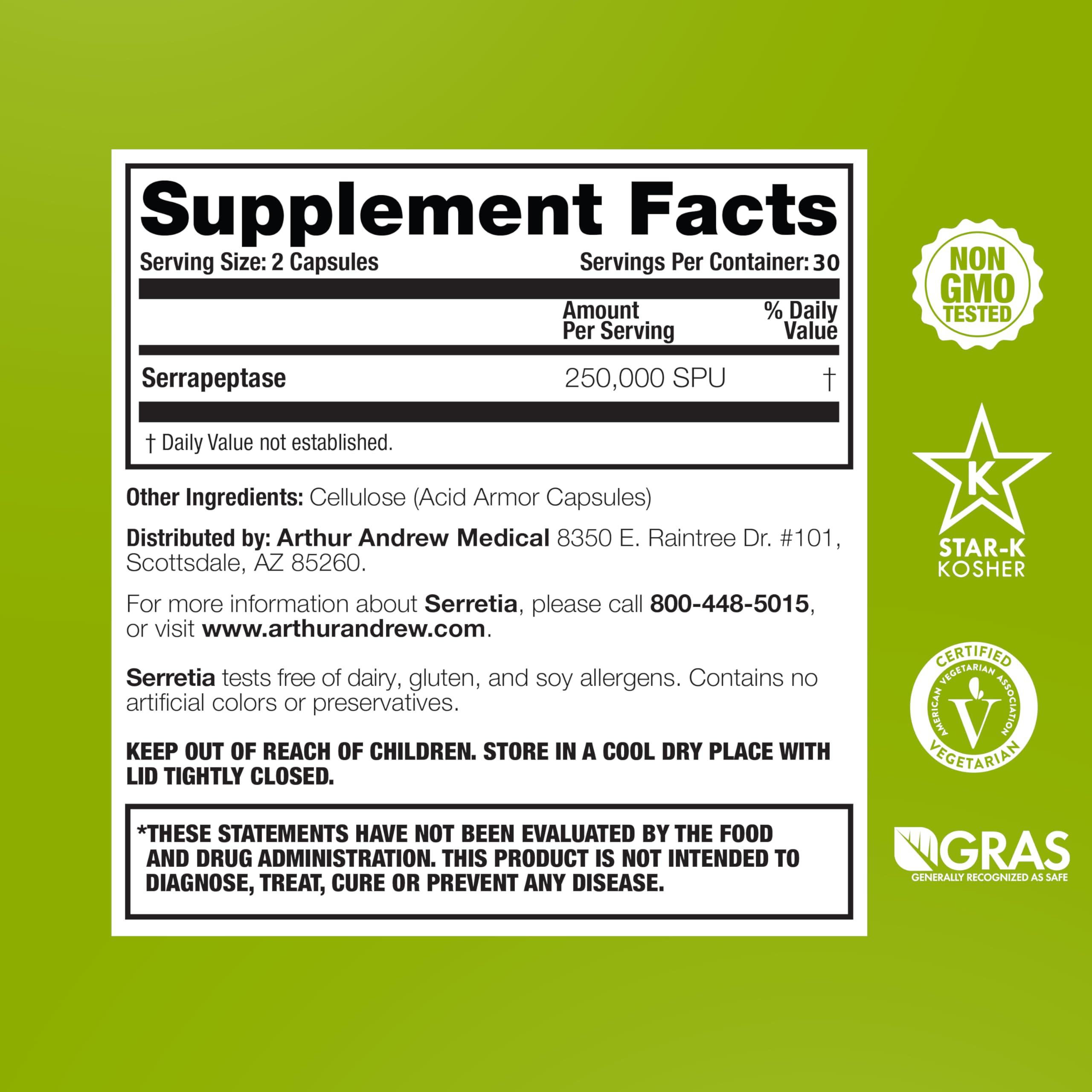 Arthur Andrew Medical, Serretia, Serrapeptase Formula for Muscle and Sinus Support, 60 Capsules Arthur Andrew Medical buy supplements canada
