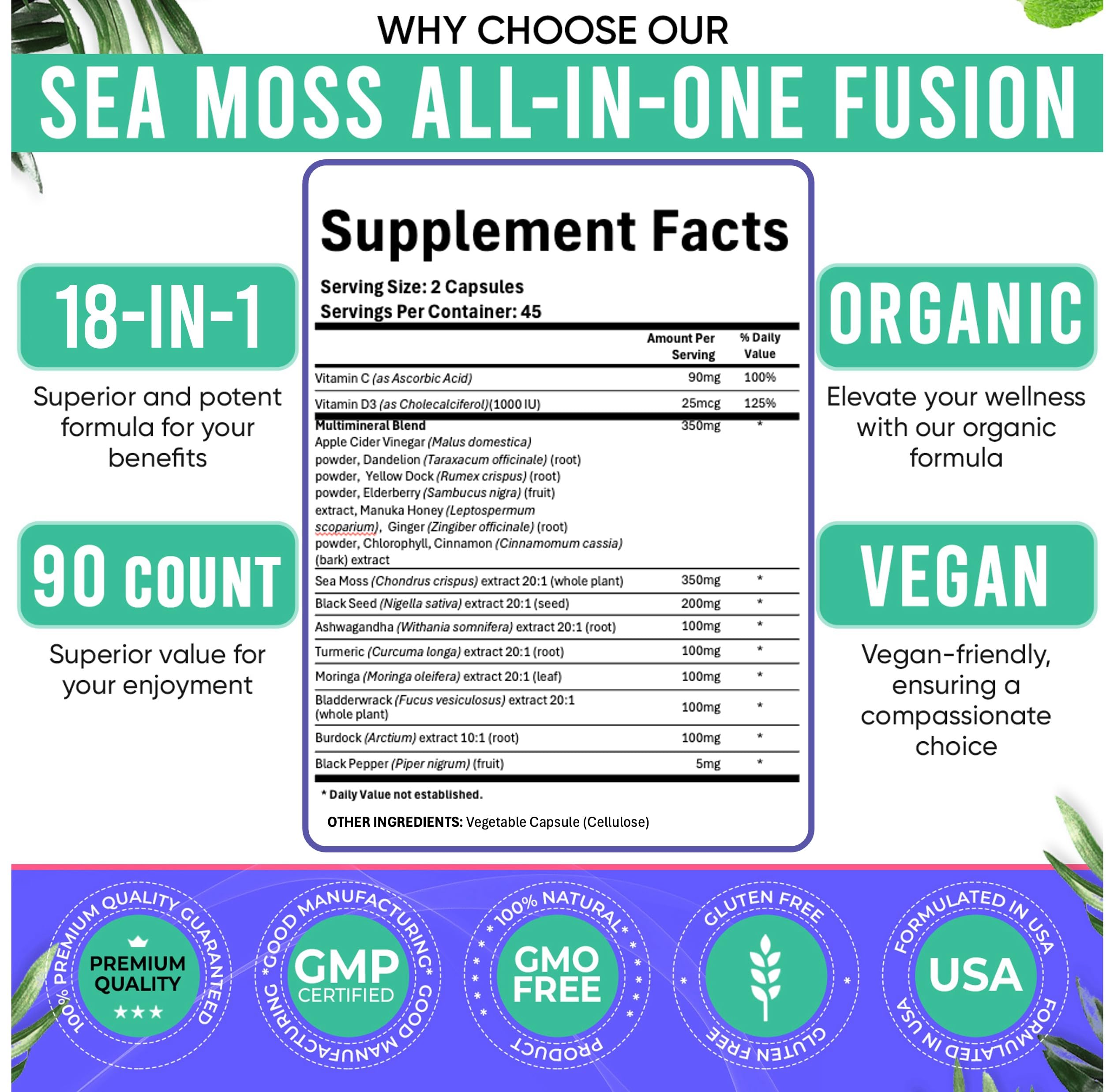Adndale Sea Moss Capsules - Sea Moss Blend with Ashwagandha, Turmeric & Black Seed Oil - 180 Count Adndale buy supplements canada