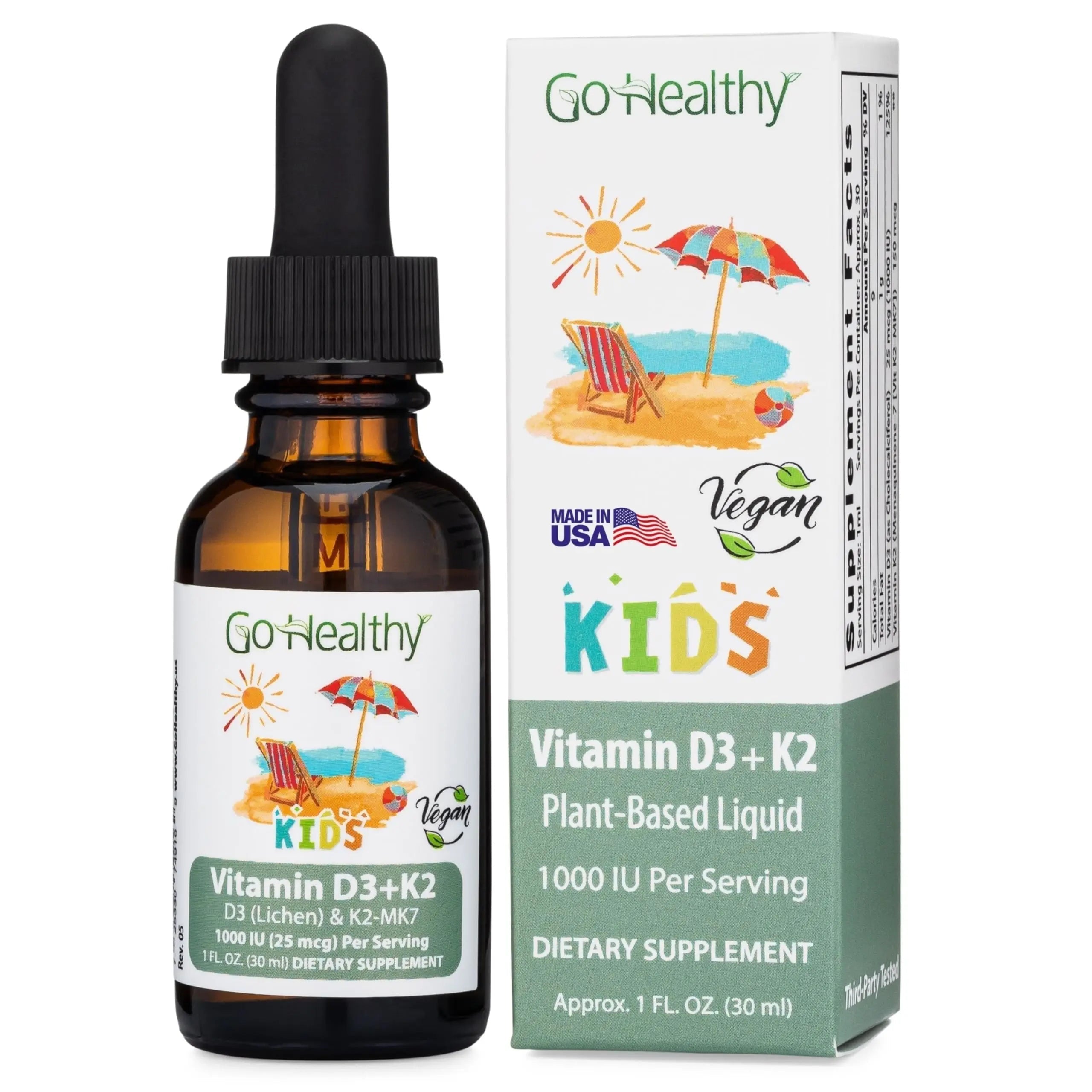 Go Healthy Kids Vitamins D3 K2 (MK-7), Child Vitamin D, Liquid Vegan D3 K2 Drops for Kids Go Healthy Natural buy supplements canada