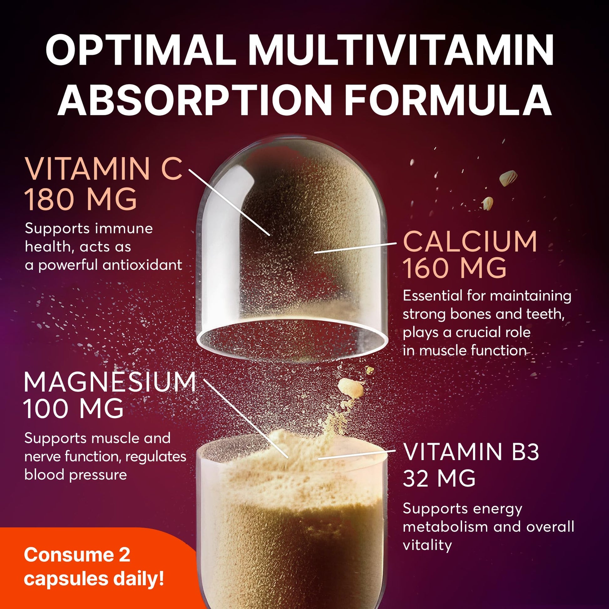 Multivitamin Supplement | Complex with Vitamin A, C, D, E, K1, B, Zinc & Chromium | Hair, Skin & Nail Beauty Vitamins | Immune Support Supplements for Men & Women | 60 Capsules SUPLINT buy supplements canada